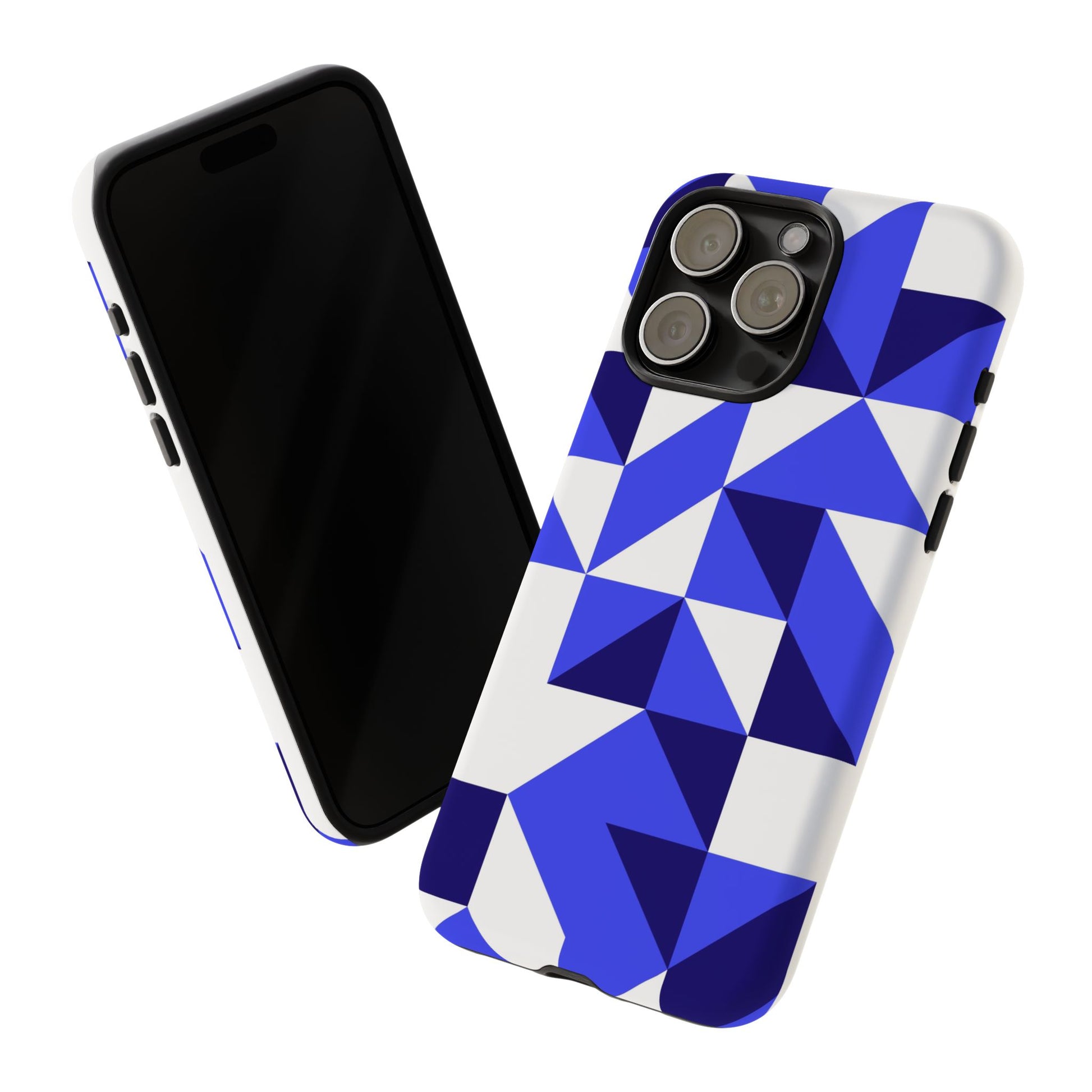 Blue Geometric Phone Case, Tough Cases, Stylish Phone Cover, Great for Gifts, Trendy Accessory, Abstract Pattern Design - FORMO