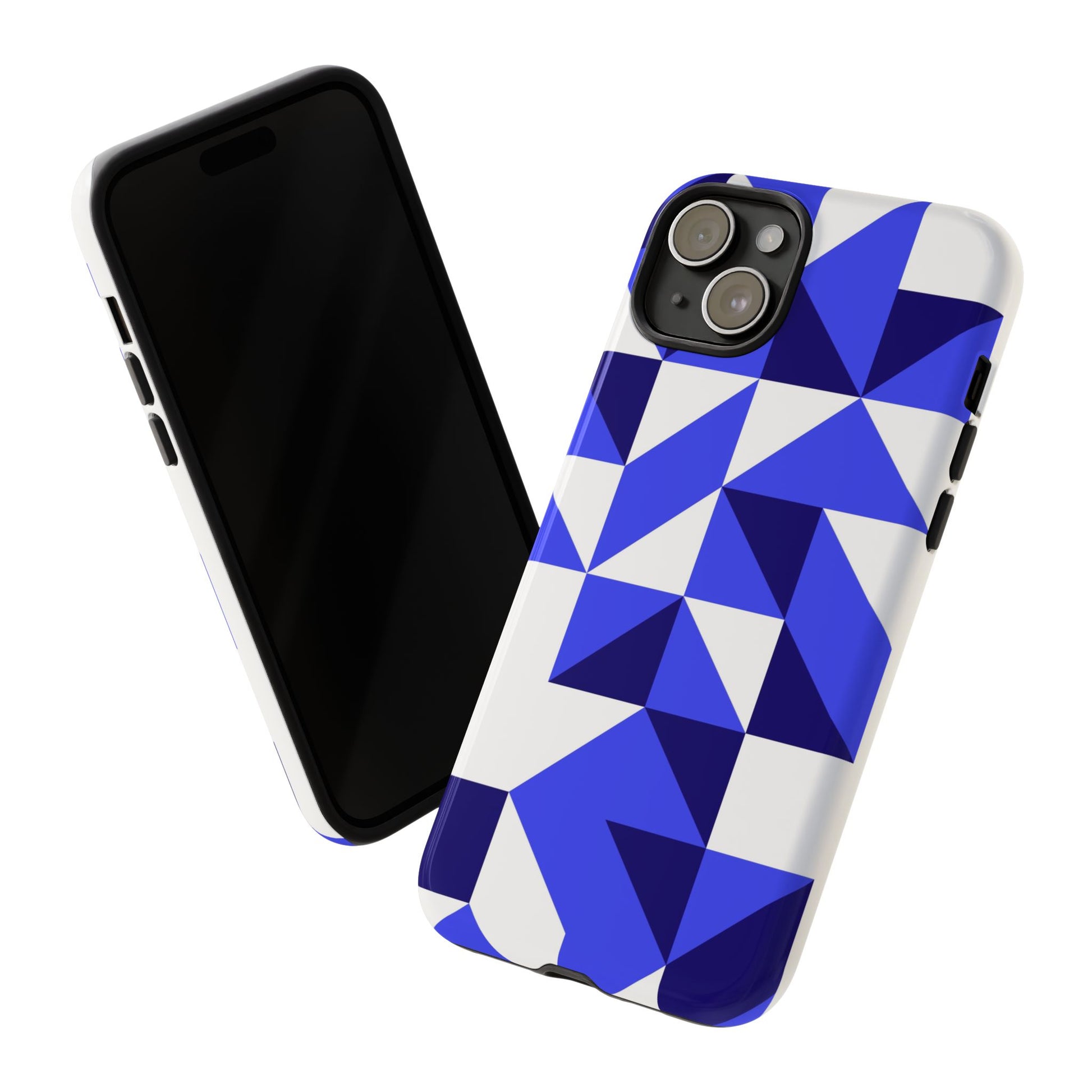 Blue Geometric Phone Case, Tough Cases, Stylish Phone Cover, Great for Gifts, Trendy Accessory, Abstract Pattern Design - FORMO