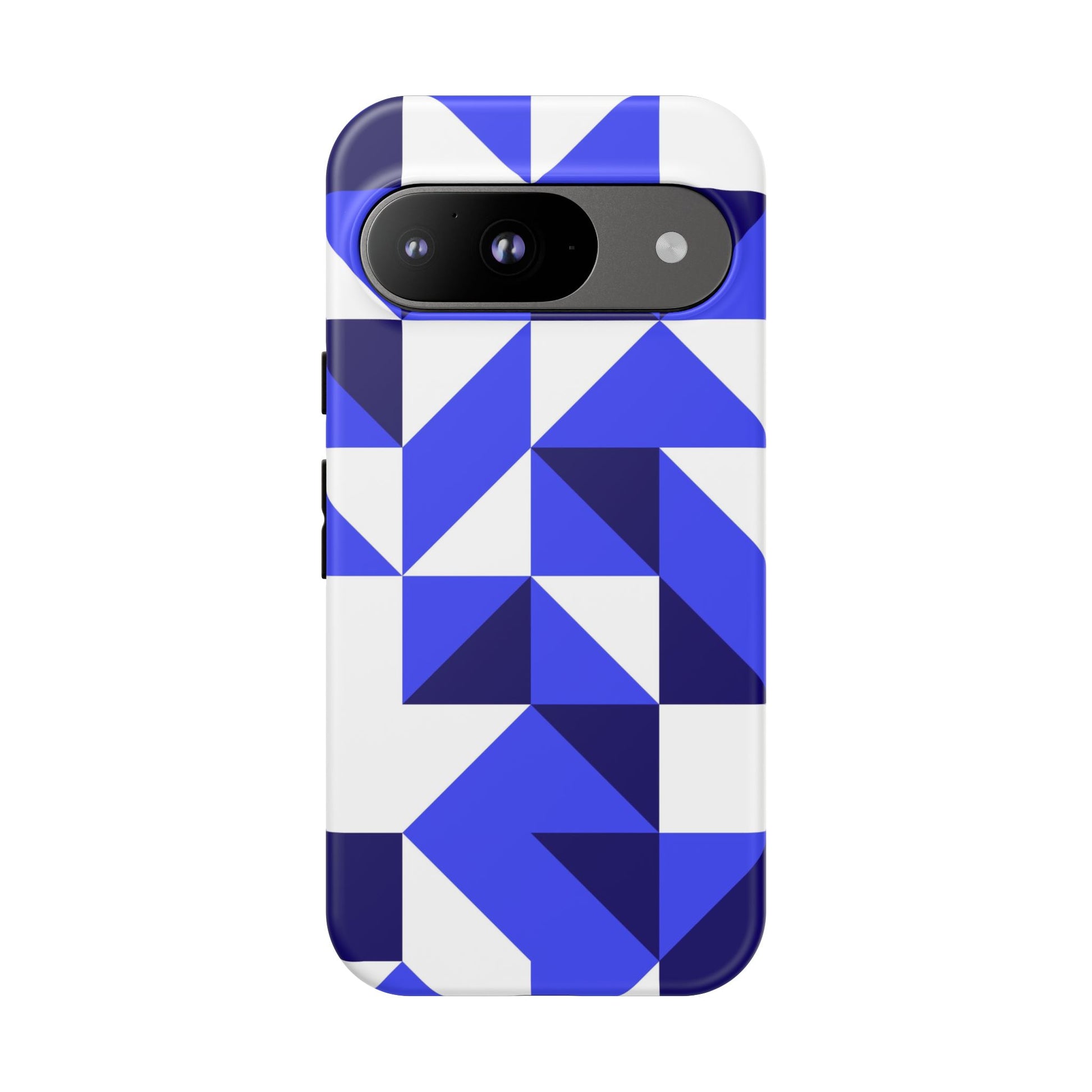Blue Geometric Phone Case, Tough Cases, Stylish Phone Cover, Great for Gifts, Trendy Accessory, Abstract Pattern Design - FORMO