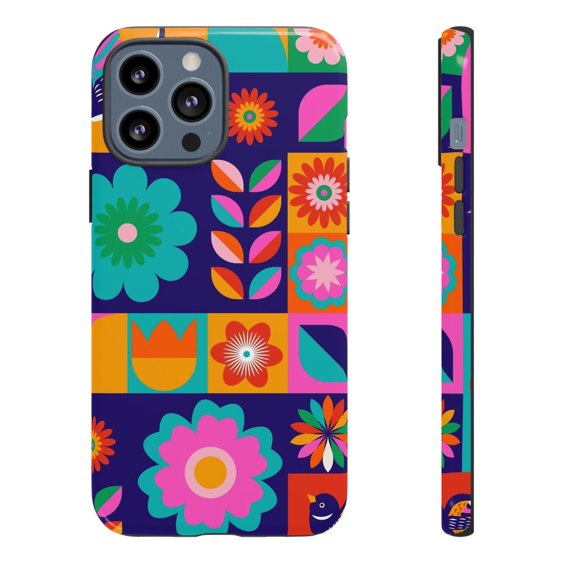 Colorful Floral Phone Case, Tough Cases for Protection, Vibrant Design Cover for Gift, Stylish Cell Phone Accessory, Fun Floral Designs - FORMO