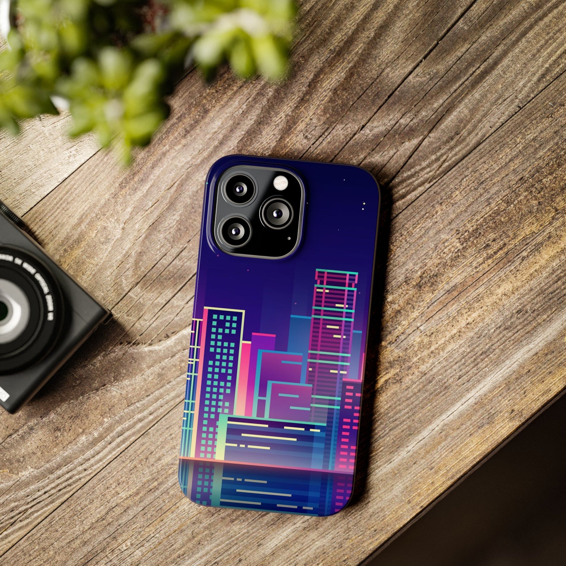 Urban Skyline Slim Phone Cases, Cityscape iPhone Cover, Colorful Night Design, Trendy Phone Accessory, Gifts for City Lovers - FORMO