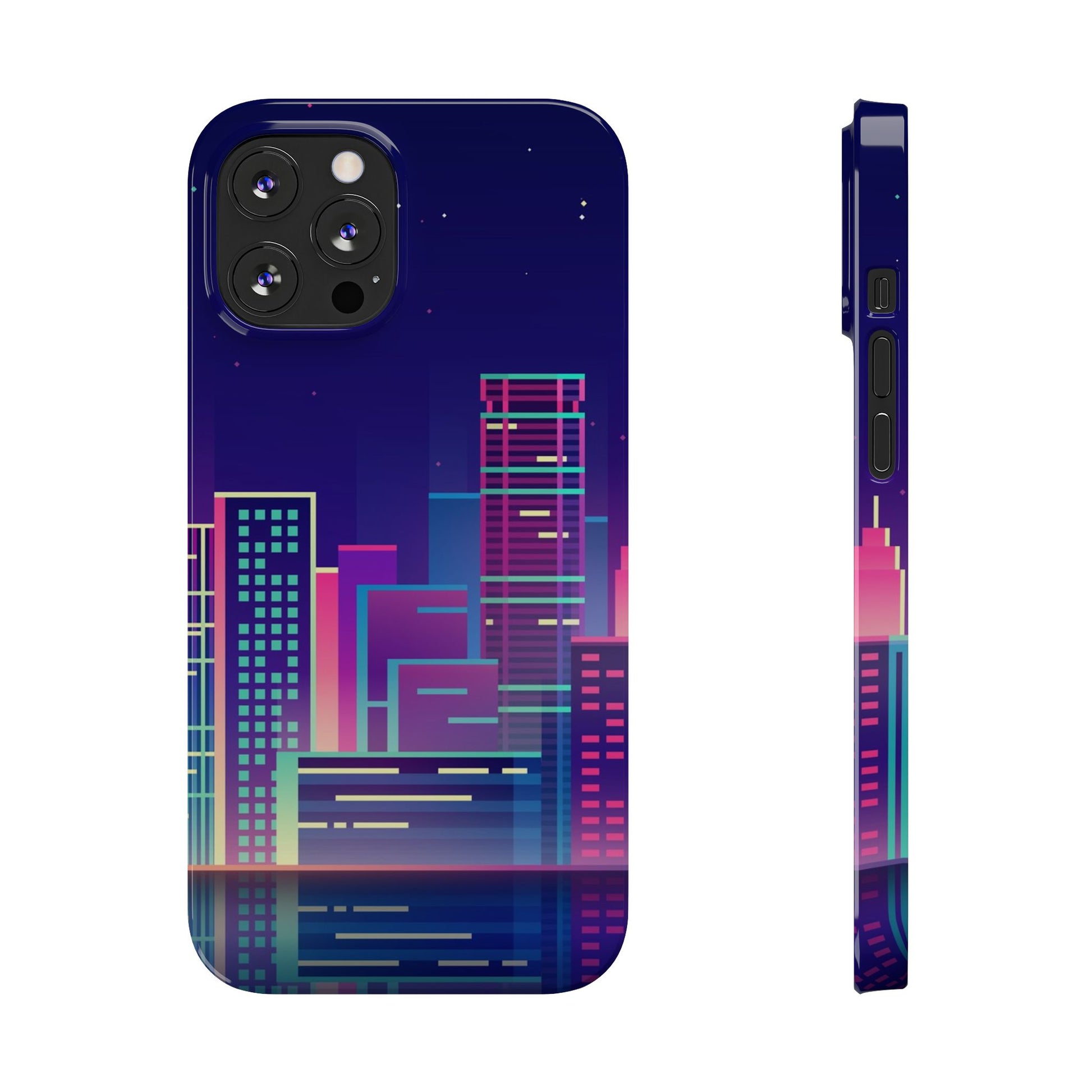 Urban Skyline Slim Phone Cases, Cityscape iPhone Cover, Colorful Night Design, Trendy Phone Accessory, Gifts for City Lovers - FORMO