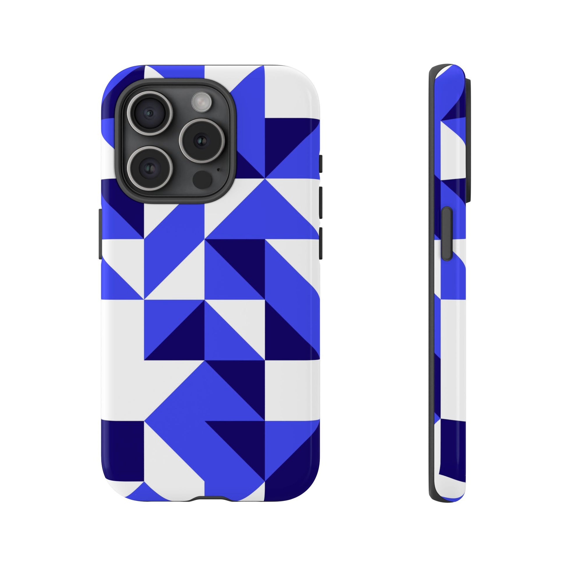Blue Geometric Phone Case, Tough Cases, Stylish Phone Cover, Great for Gifts, Trendy Accessory, Abstract Pattern Design - FORMO
