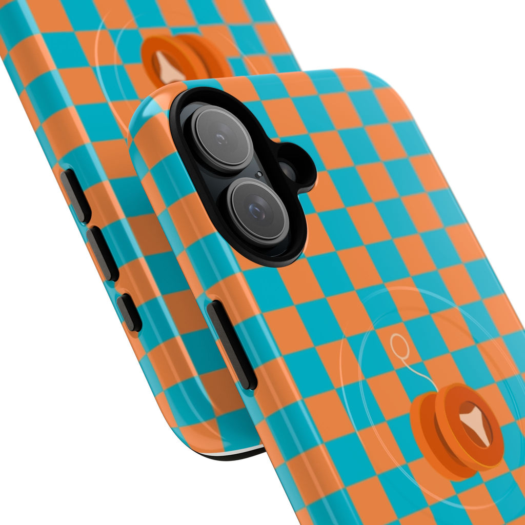 Vibrant Tough Magnetic Phone Case for Protection, Checkerboard Design for Tech Lovers, Gift for Birthdays, Holidays, or Daily Use