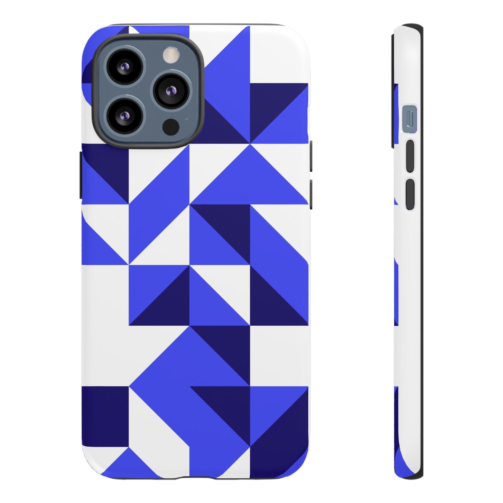 Blue Geometric Phone Case, Tough Cases, Stylish Phone Cover, Great for Gifts, Trendy Accessory, Abstract Pattern Design - FORMO
