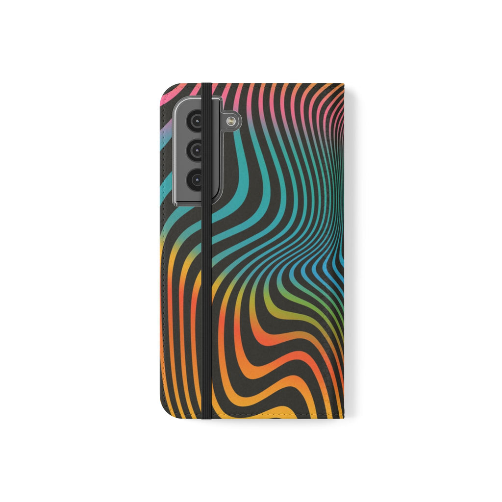 Vibrant Abstract Flip Case for Phone, Colorful Phone Wallet, Trendy Protective Cover, Unique Gift for Tech Lovers, Modern Accessories - FORMO