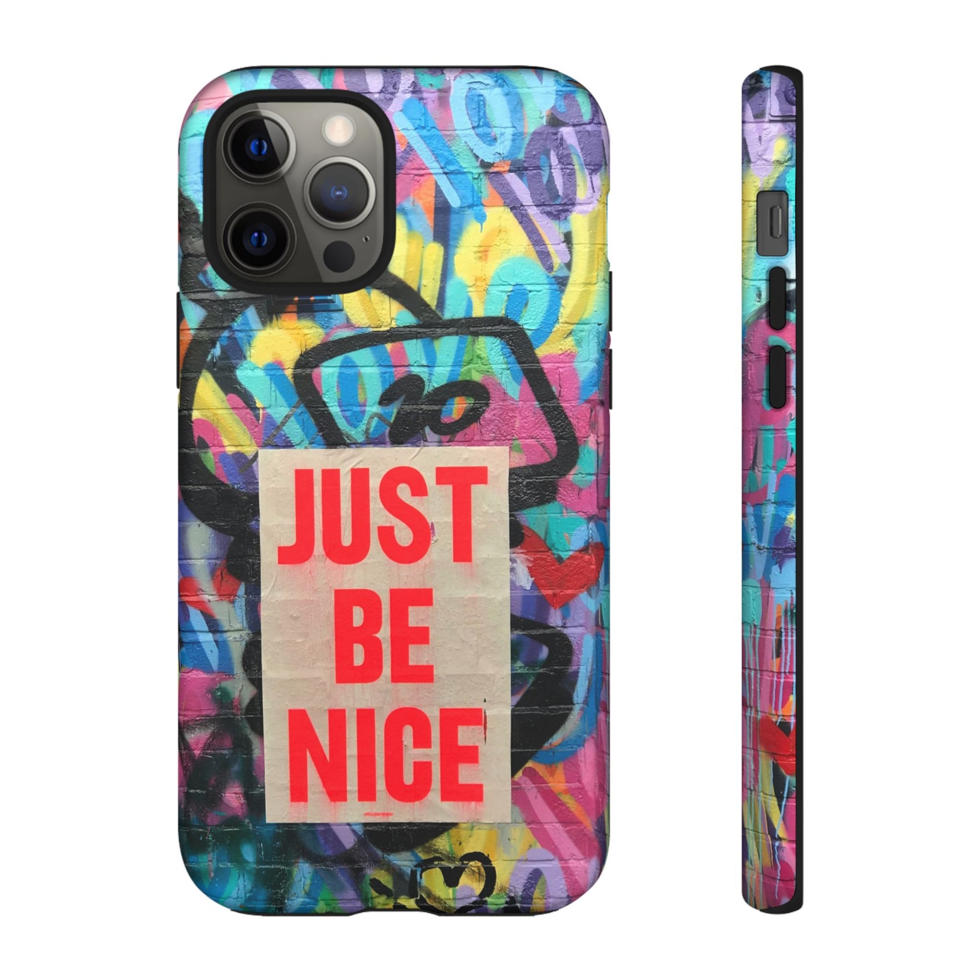 Colorful Phone Case - Just Be Nice Design, Motivational Gift, Phone Accessories, Unique Custom Case, Positive Vibe Tech Gear - FORMO