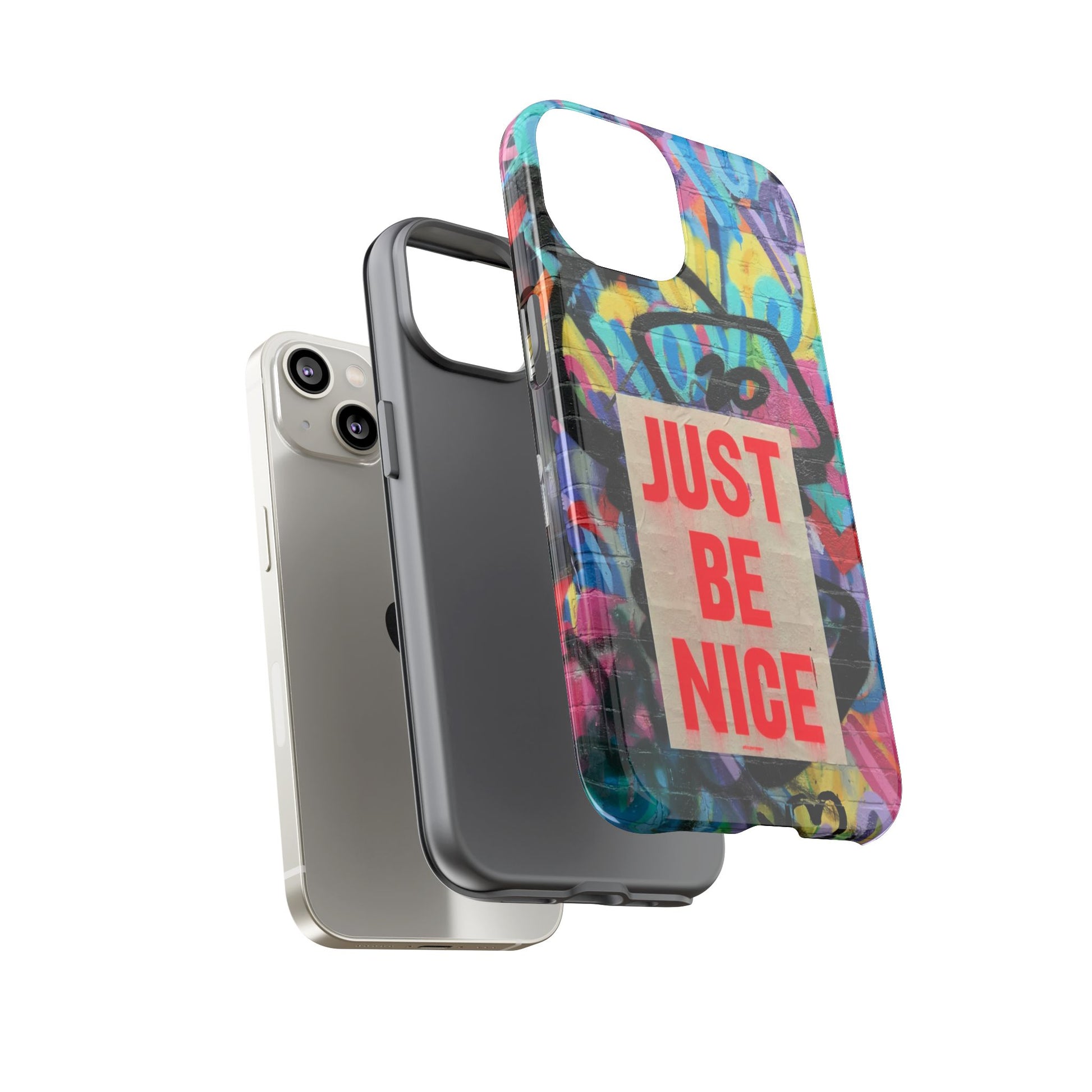 Colorful Phone Case - Just Be Nice Design, Motivational Gift, Phone Accessories, Unique Custom Case, Positive Vibe Tech Gear - FORMO