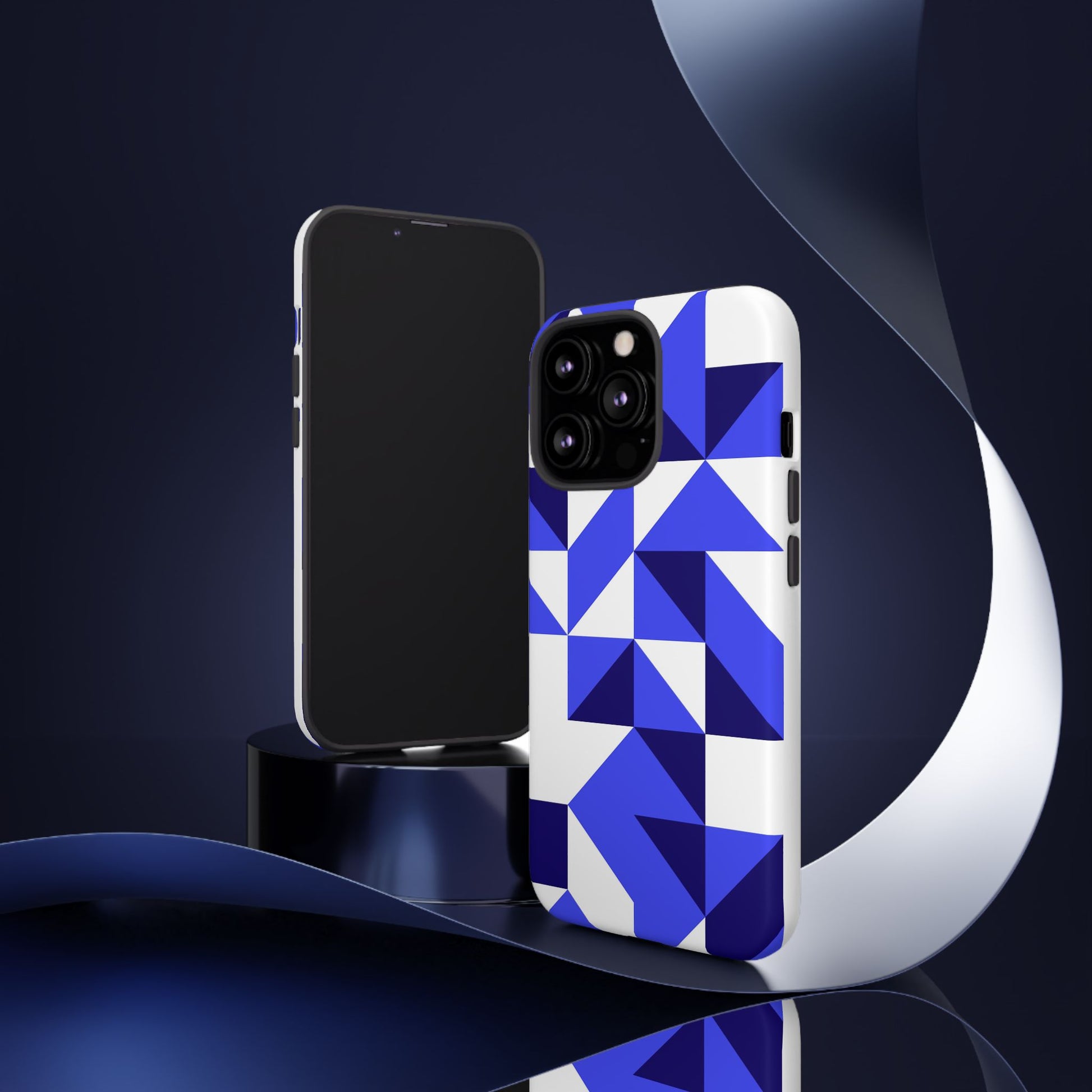 Blue Geometric Phone Case, Tough Cases, Stylish Phone Cover, Great for Gifts, Trendy Accessory, Abstract Pattern Design - FORMO