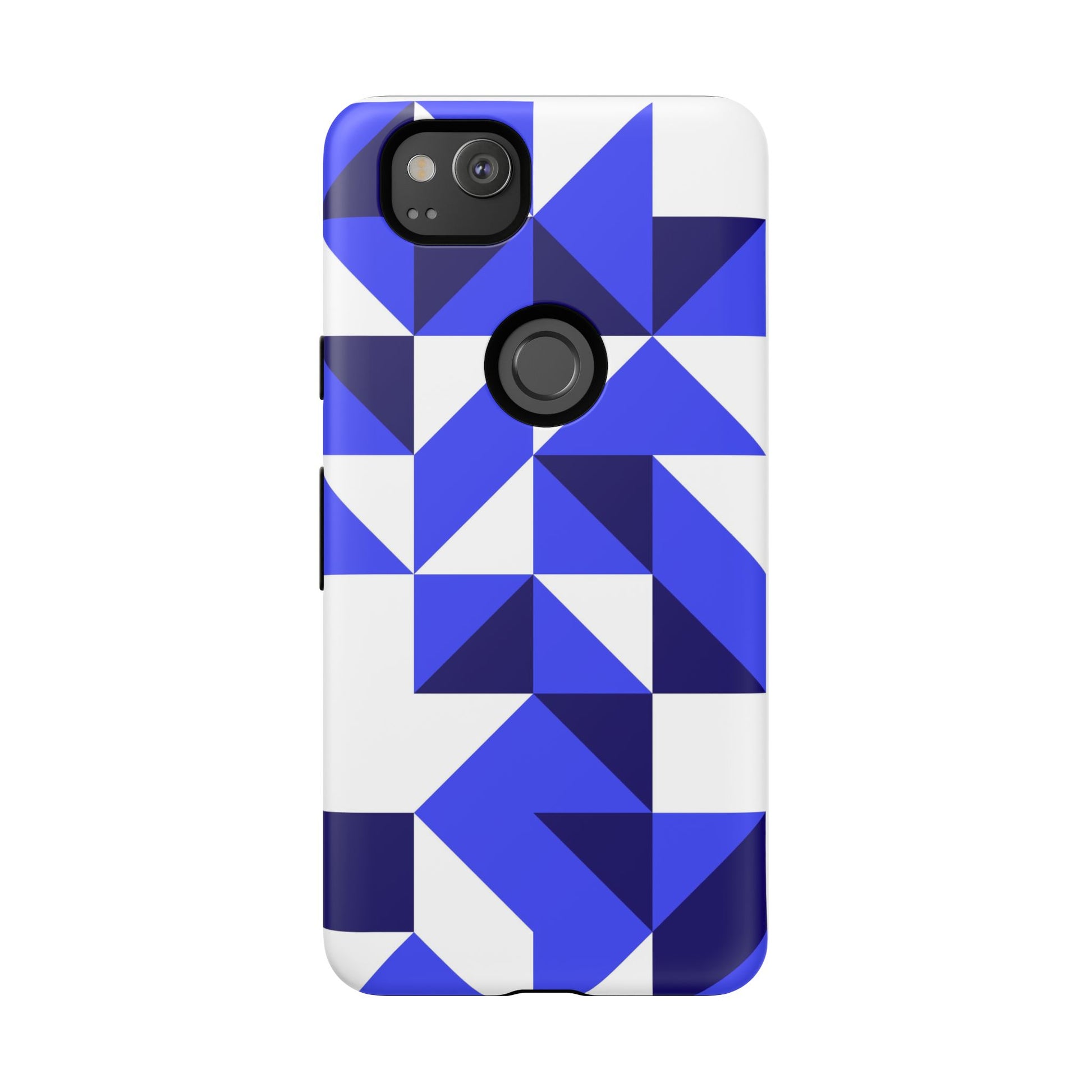 Blue Geometric Phone Case, Tough Cases, Stylish Phone Cover, Great for Gifts, Trendy Accessory, Abstract Pattern Design - FORMO