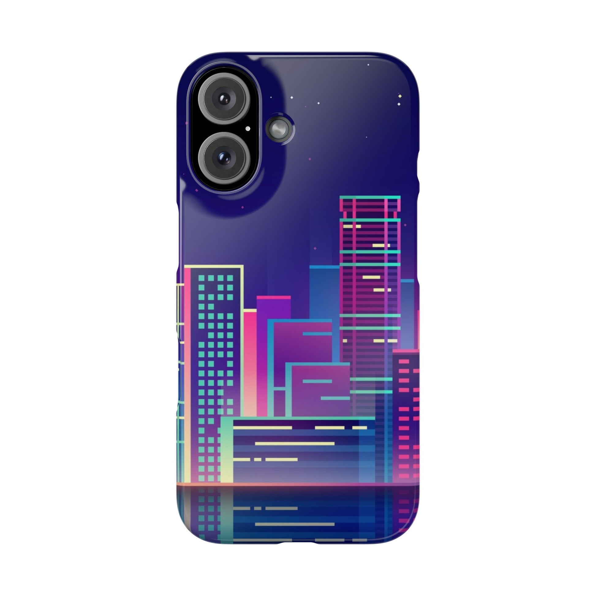 Urban Skyline Slim Phone Cases, Cityscape iPhone Cover, Colorful Night Design, Trendy Phone Accessory, Gifts for City Lovers - FORMO