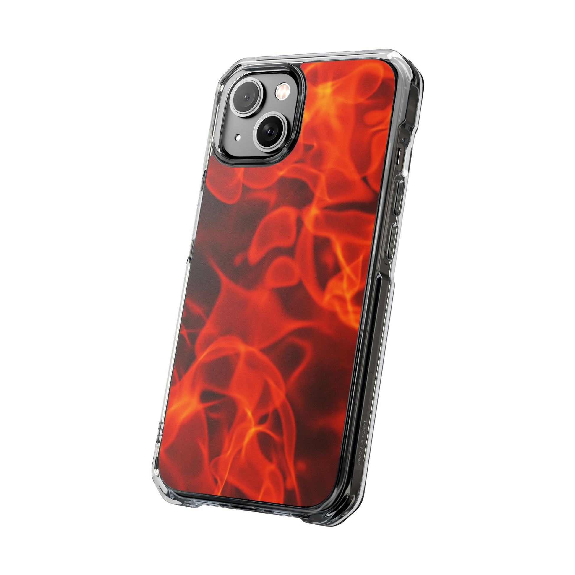 Magnetic Clear Phone Cases with Fiery Design, Protective Case for iPhone, Customizable Tech Accessory, Unique Gift Idea, Holiday Gift - FORMO