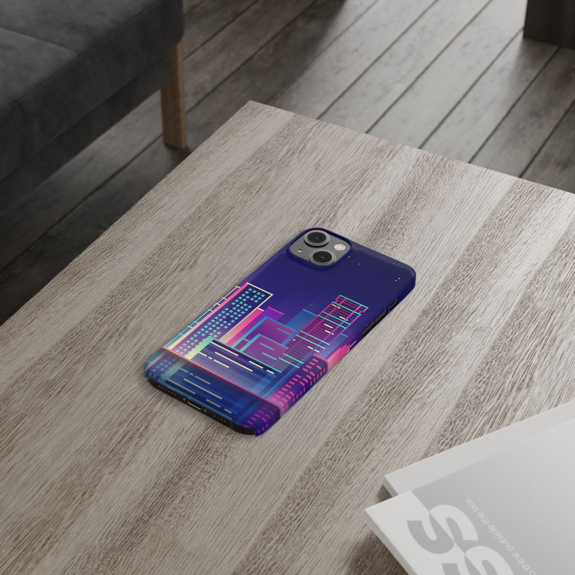 Urban Skyline Slim Phone Cases, Cityscape iPhone Cover, Colorful Night Design, Trendy Phone Accessory, Gifts for City Lovers - FORMO