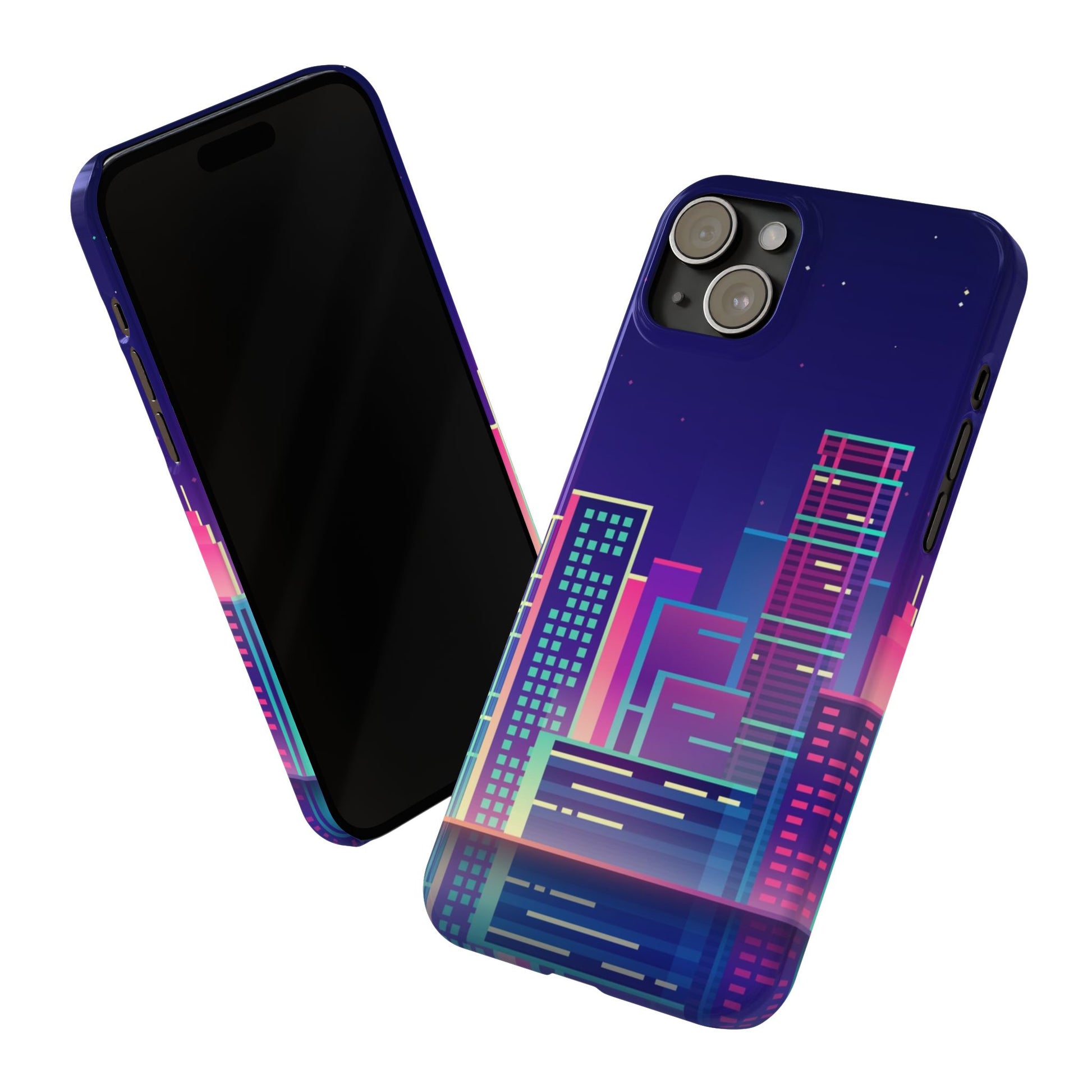 Urban Skyline Slim Phone Cases, Cityscape iPhone Cover, Colorful Night Design, Trendy Phone Accessory, Gifts for City Lovers - FORMO