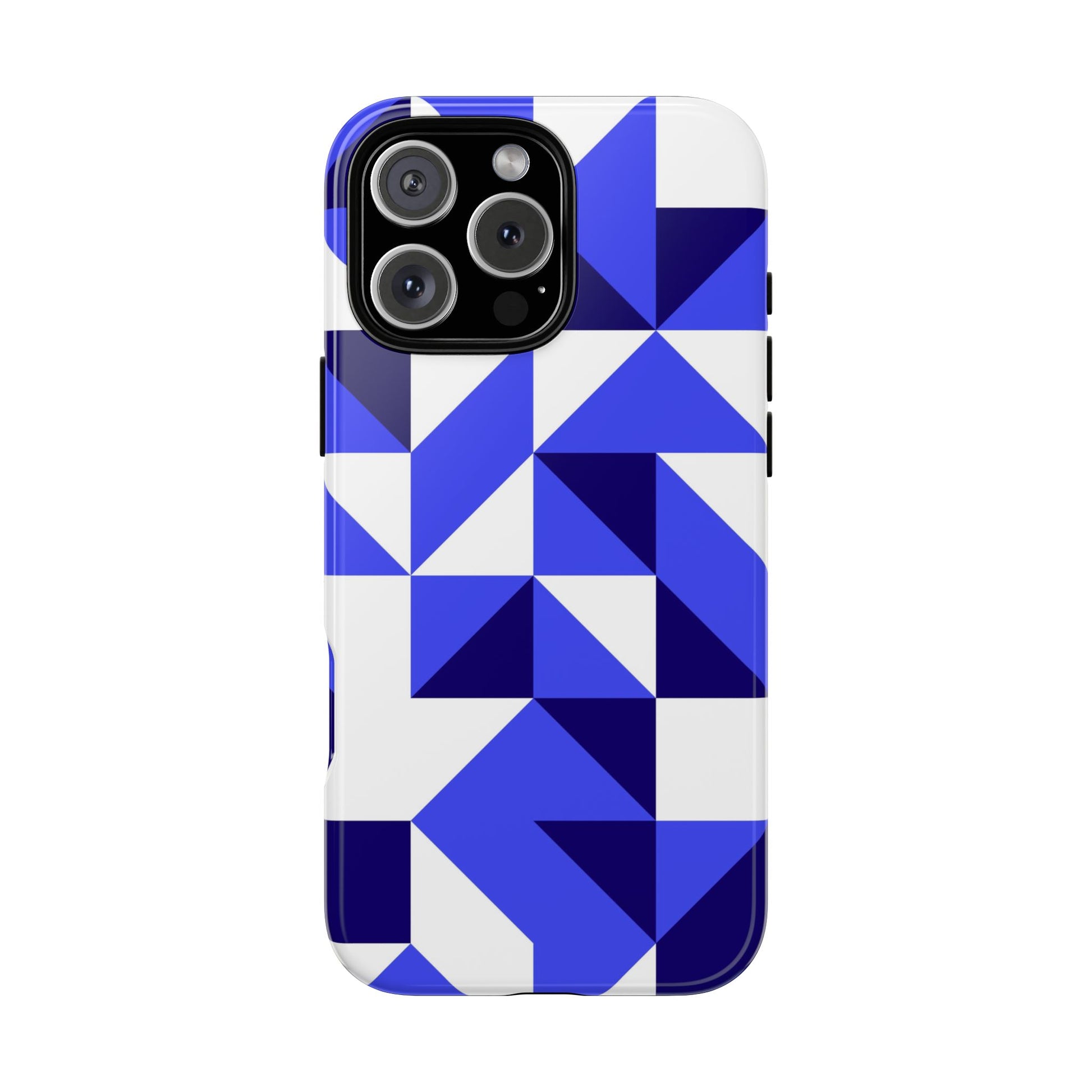 Blue Geometric Phone Case, Tough Cases, Stylish Phone Cover, Great for Gifts, Trendy Accessory, Abstract Pattern Design - FORMO