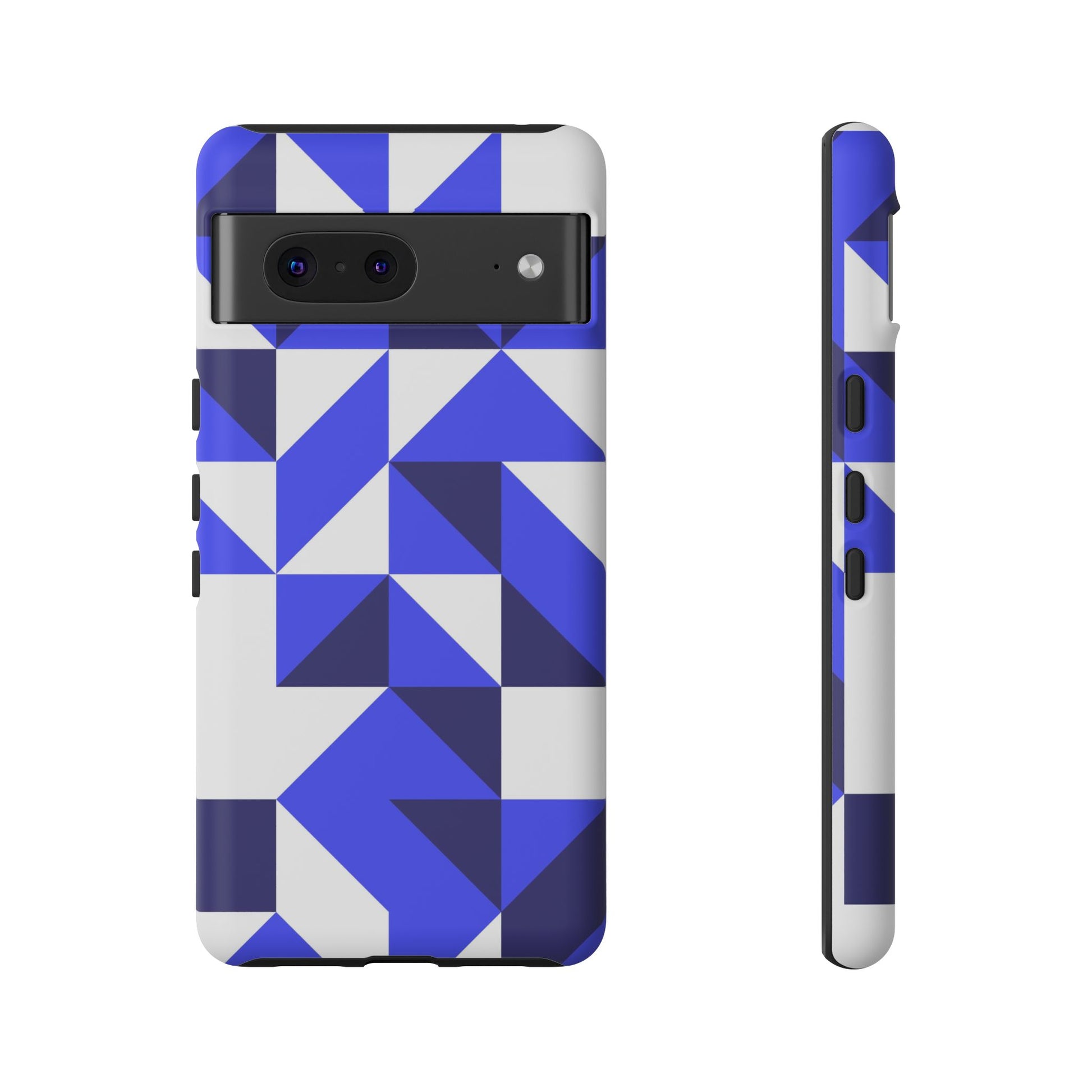 Blue Geometric Phone Case, Tough Cases, Stylish Phone Cover, Great for Gifts, Trendy Accessory, Abstract Pattern Design - FORMO