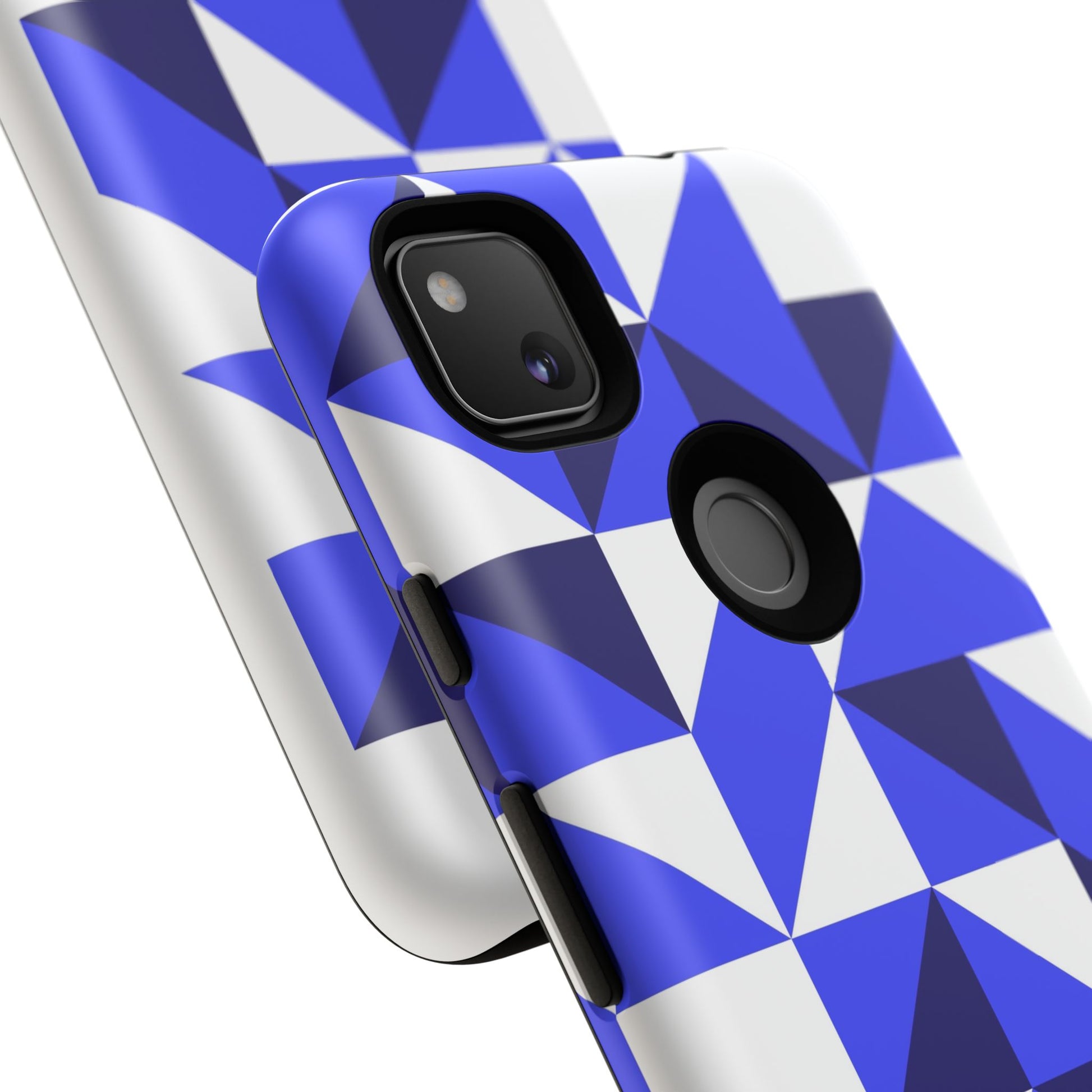 Blue Geometric Phone Case, Tough Cases, Stylish Phone Cover, Great for Gifts, Trendy Accessory, Abstract Pattern Design - FORMO