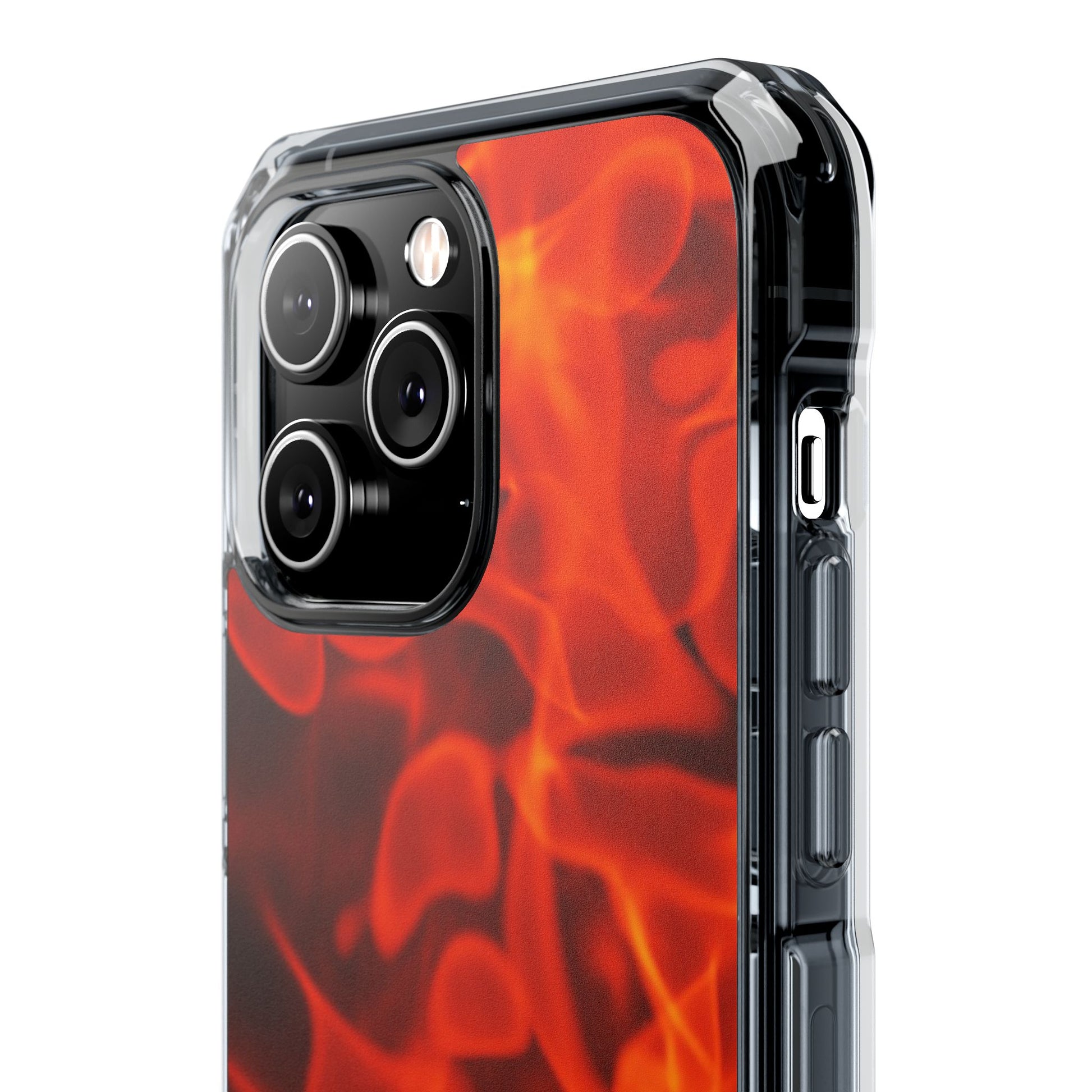 Magnetic Clear Phone Cases with Fiery Design, Protective Case for iPhone, Customizable Tech Accessory, Unique Gift Idea, Holiday Gift - FORMO