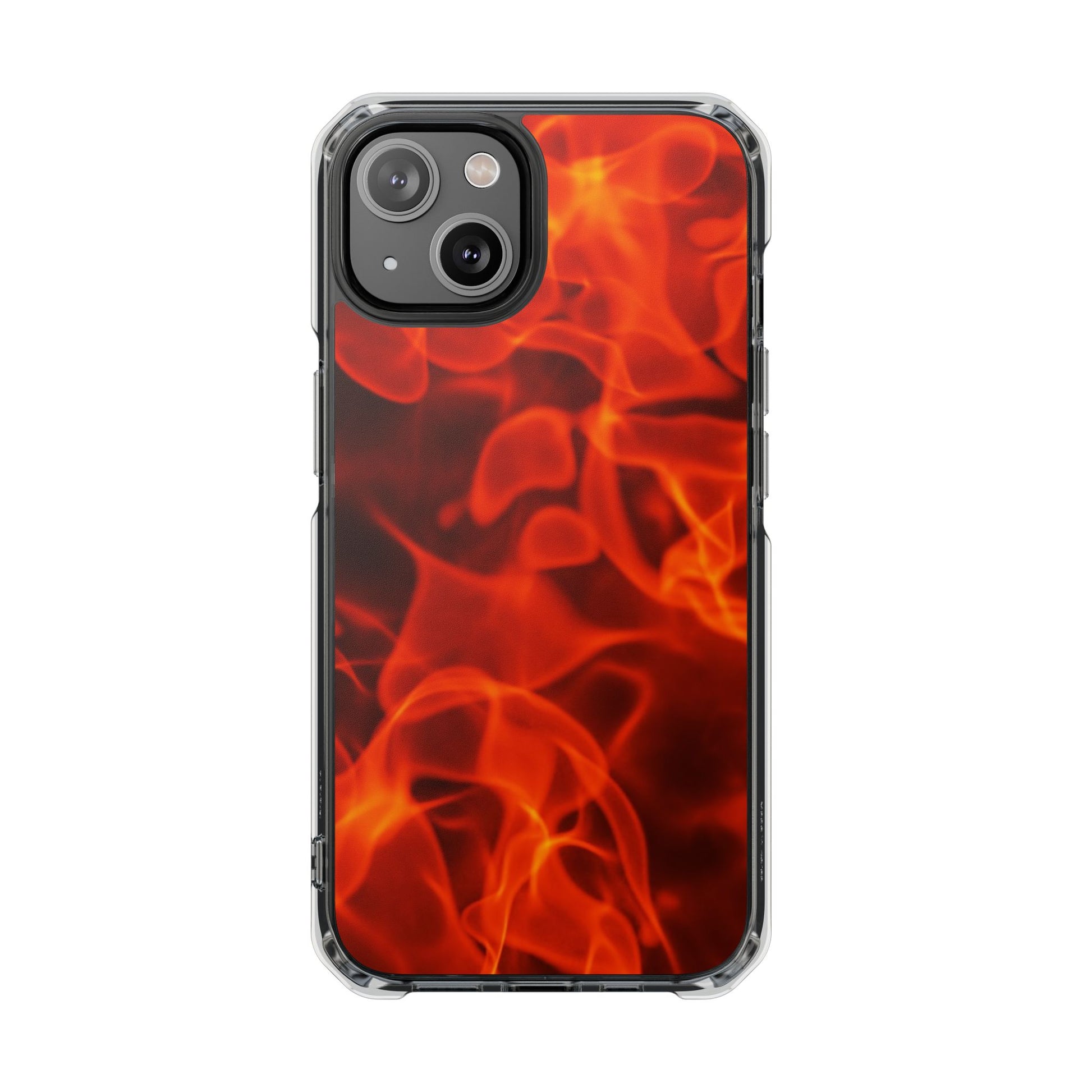 Magnetic Clear Phone Cases with Fiery Design, Protective Case for iPhone, Customizable Tech Accessory, Unique Gift Idea, Holiday Gift - FORMO