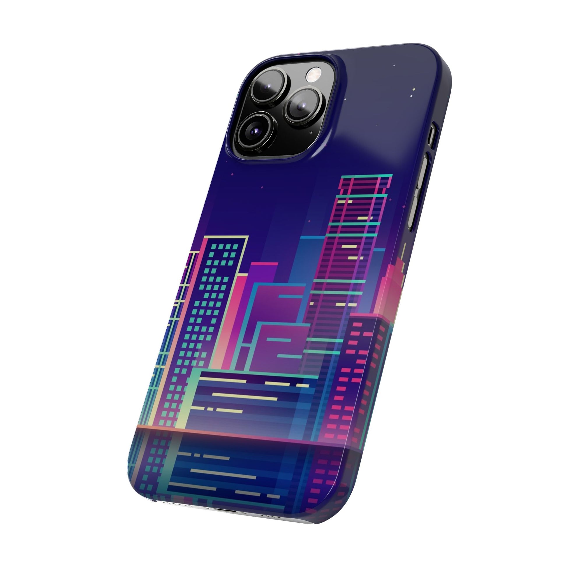 Urban Skyline Slim Phone Cases, Cityscape iPhone Cover, Colorful Night Design, Trendy Phone Accessory, Gifts for City Lovers - FORMO