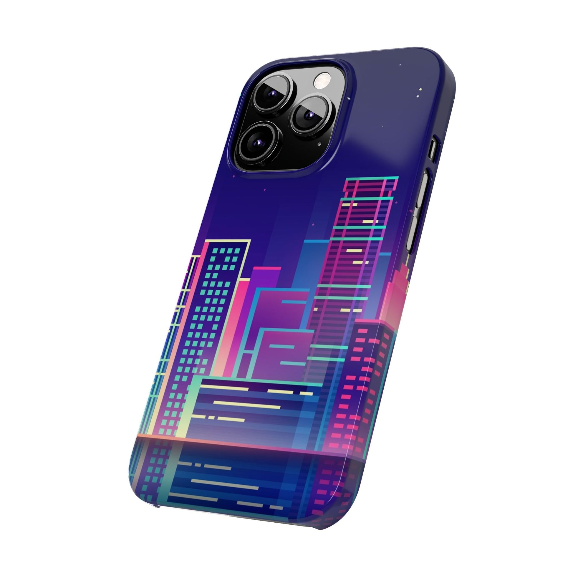 Urban Skyline Slim Phone Cases, Cityscape iPhone Cover, Colorful Night Design, Trendy Phone Accessory, Gifts for City Lovers - FORMO