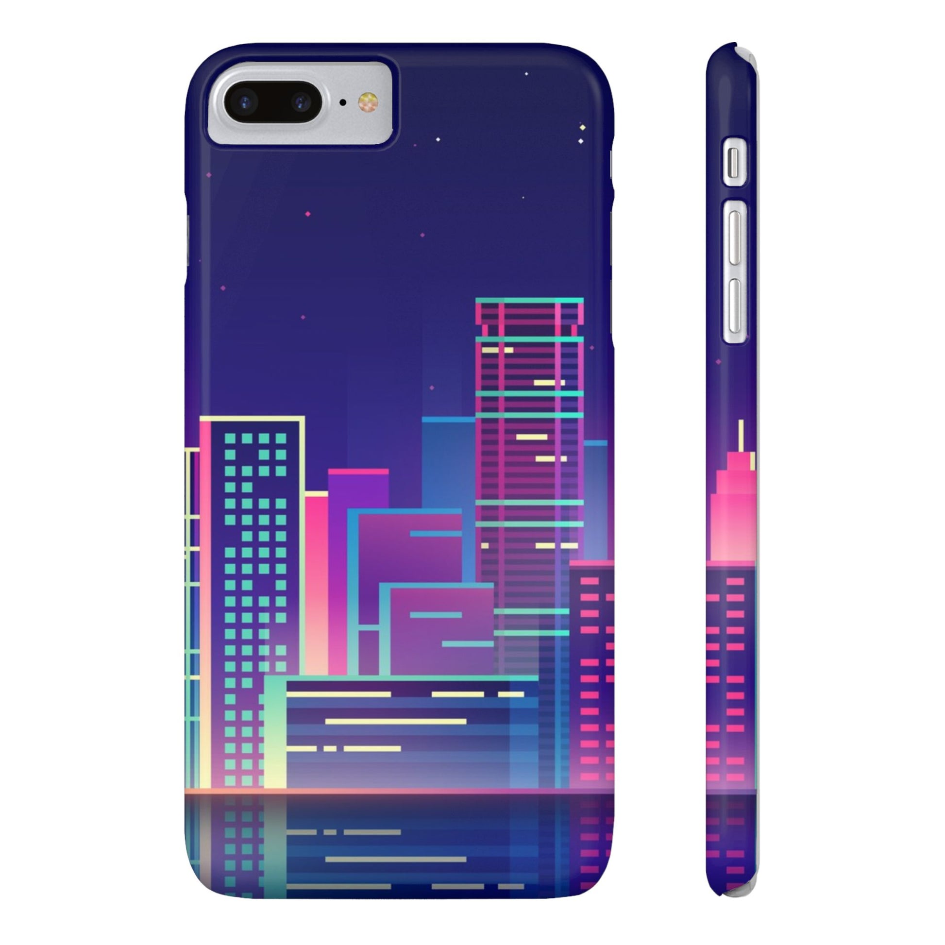 Urban Skyline Slim Phone Cases, Cityscape iPhone Cover, Colorful Night Design, Trendy Phone Accessory, Gifts for City Lovers - FORMO