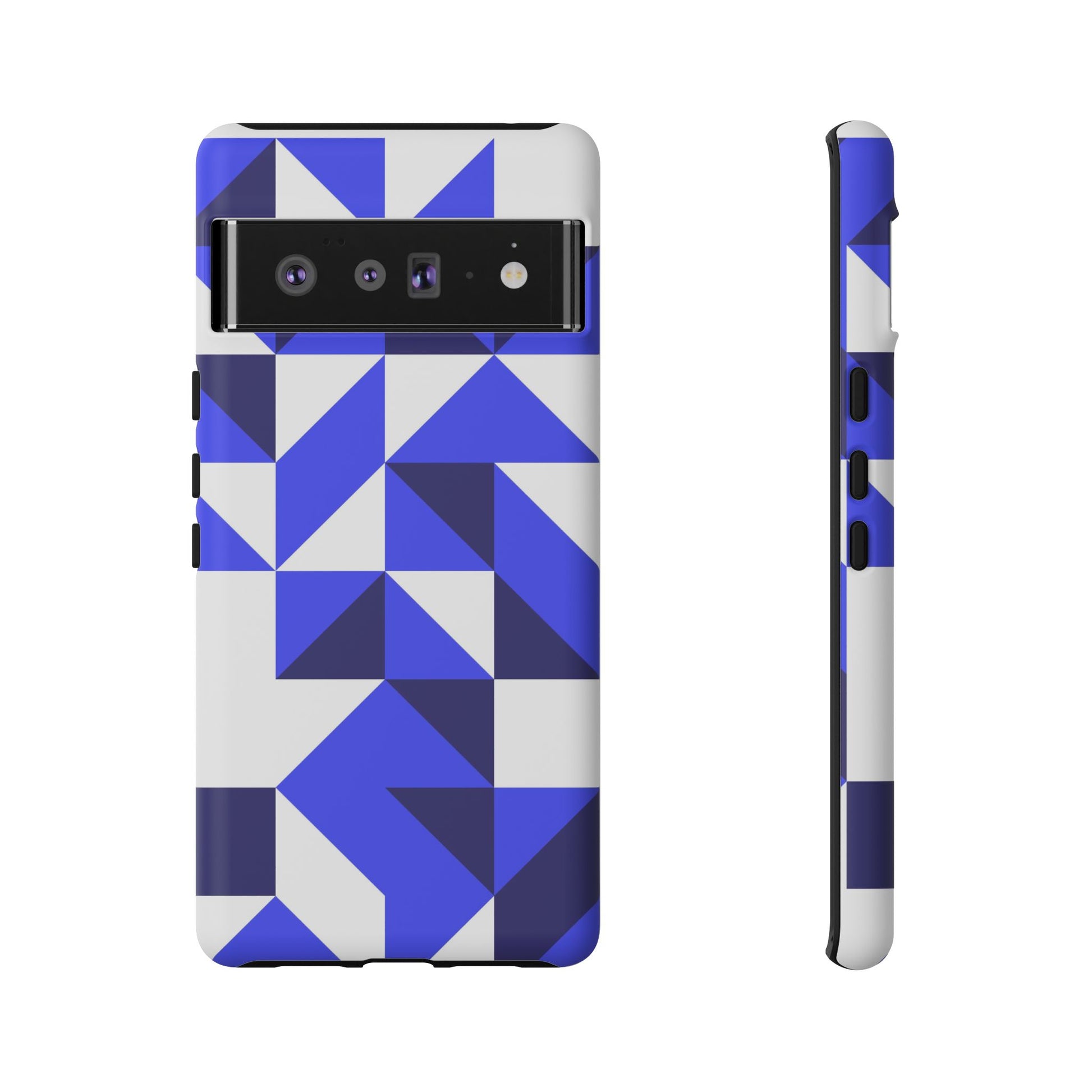 Blue Geometric Phone Case, Tough Cases, Stylish Phone Cover, Great for Gifts, Trendy Accessory, Abstract Pattern Design - FORMO