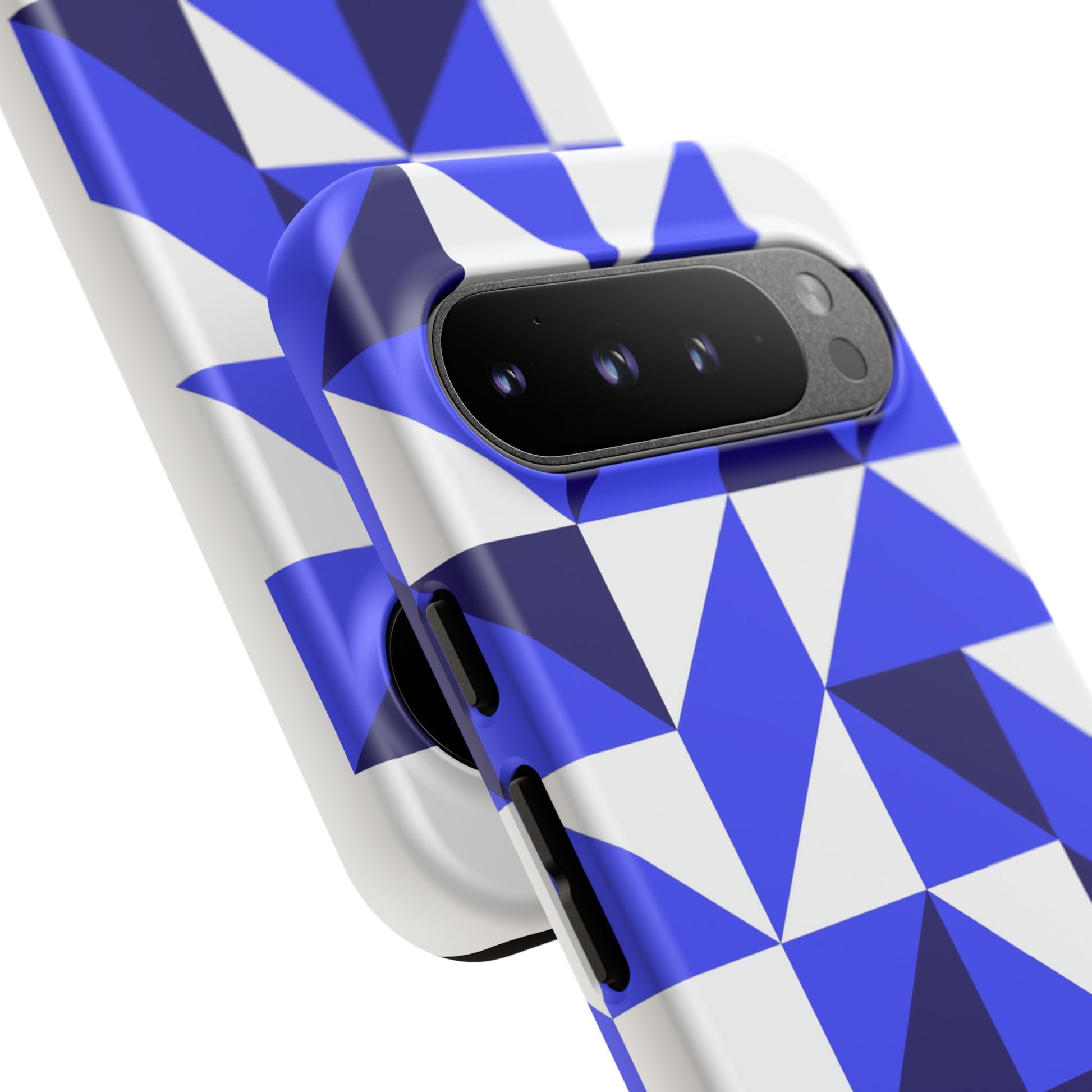 Blue Geometric Phone Case, Tough Cases, Stylish Phone Cover, Great for Gifts, Trendy Accessory, Abstract Pattern Design - FORMO