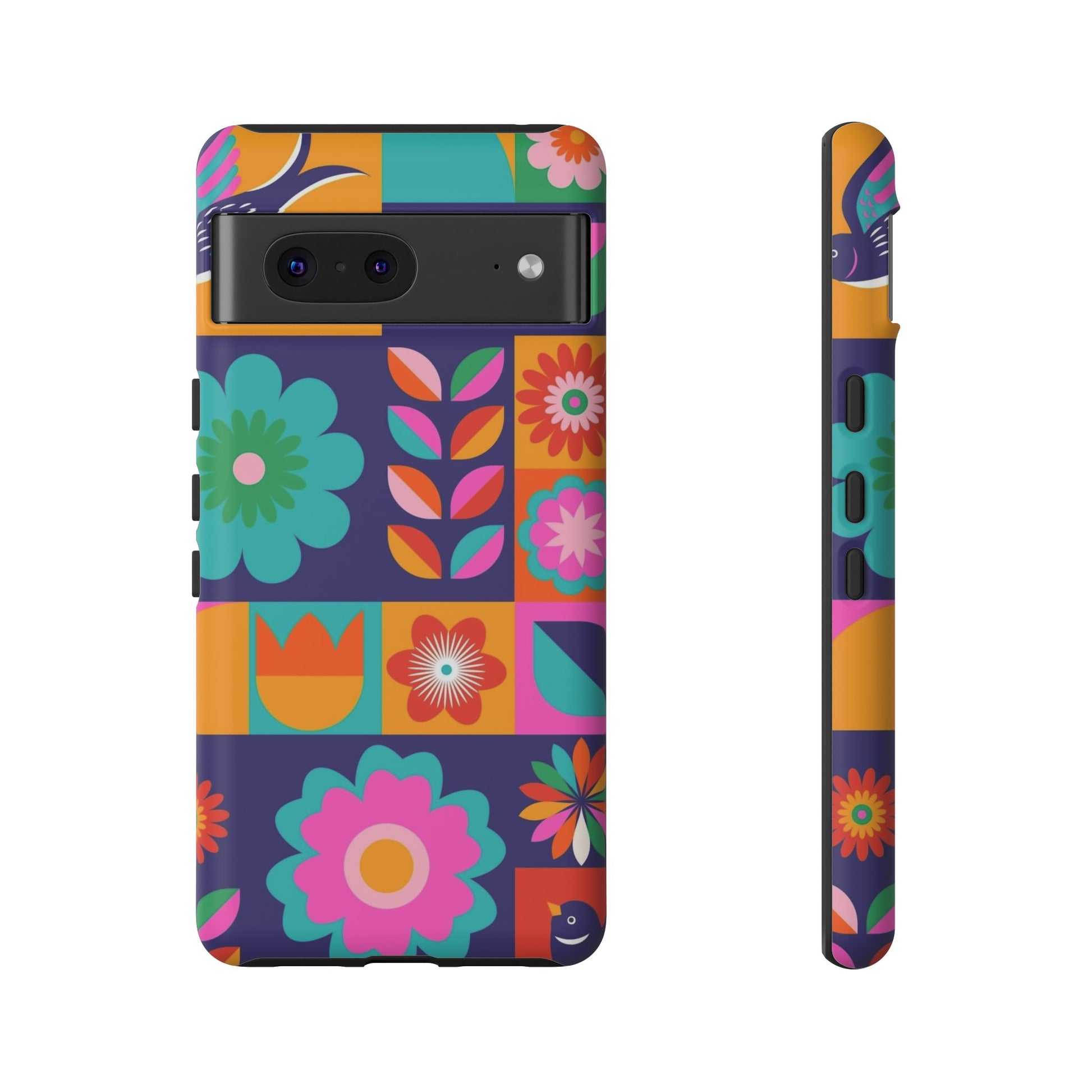 Colorful Floral Phone Case, Tough Cases for Protection, Vibrant Design Cover for Gift, Stylish Cell Phone Accessory, Fun Floral Designs - FORMO