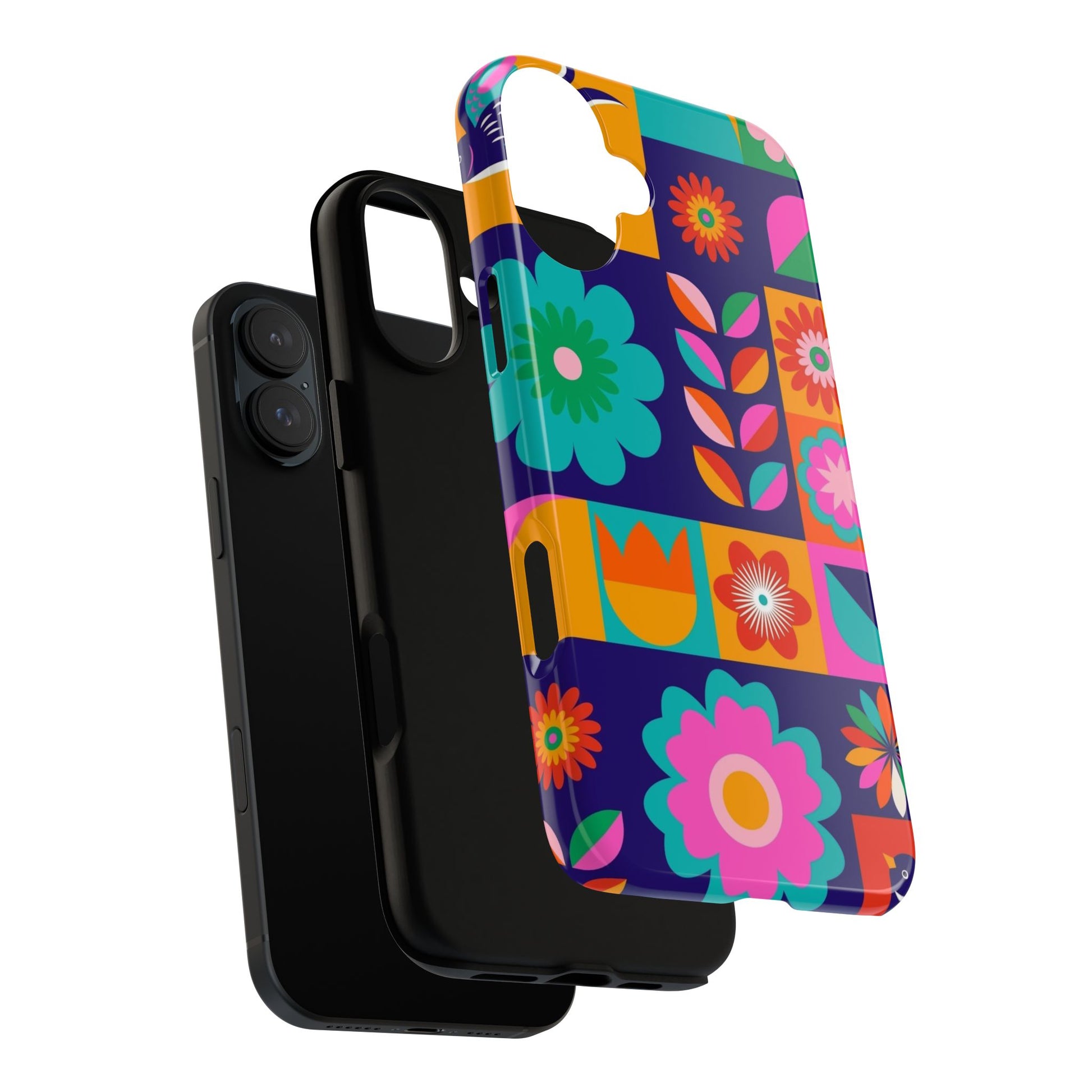 Colorful Floral Phone Case, Tough Cases for Protection, Vibrant Design Cover for Gift, Stylish Cell Phone Accessory, Fun Floral Designs - FORMO