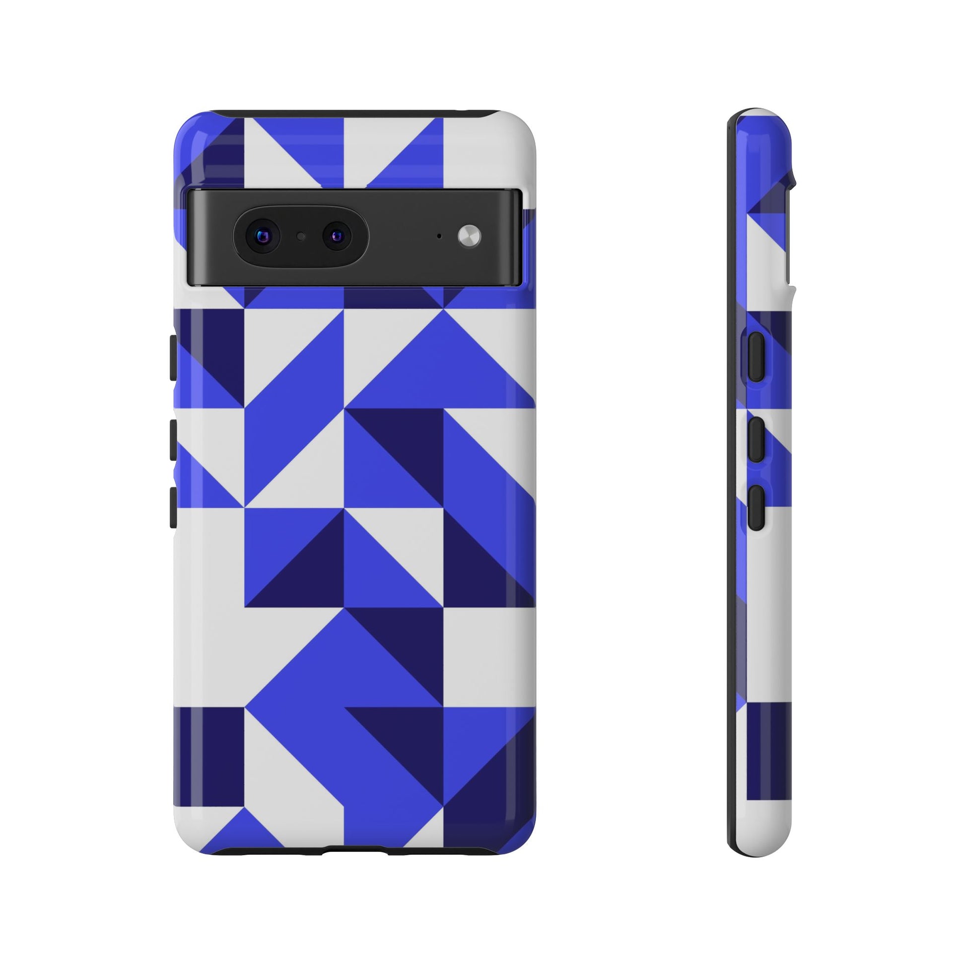 Blue Geometric Phone Case, Tough Cases, Stylish Phone Cover, Great for Gifts, Trendy Accessory, Abstract Pattern Design - FORMO