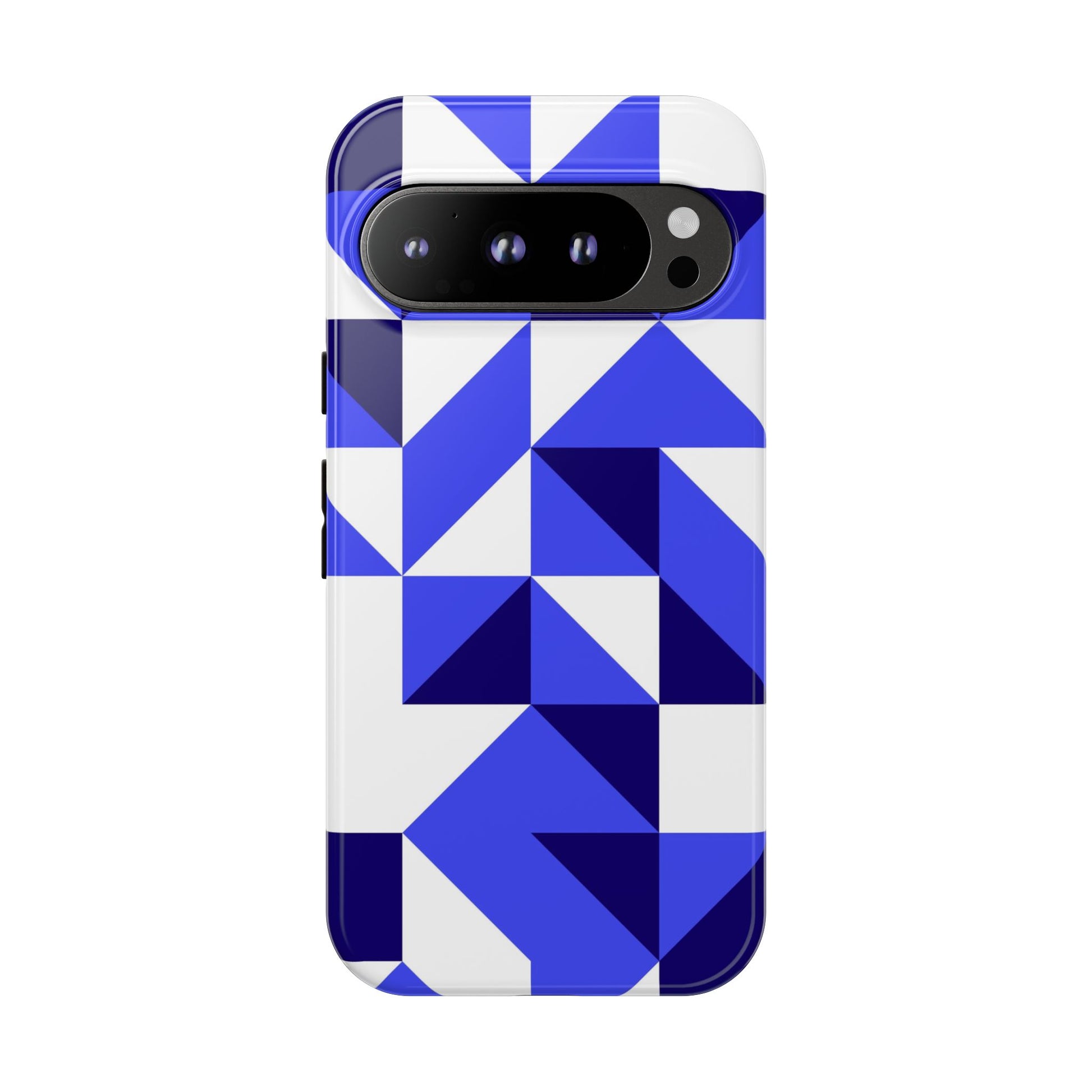 Blue Geometric Phone Case, Tough Cases, Stylish Phone Cover, Great for Gifts, Trendy Accessory, Abstract Pattern Design - FORMO