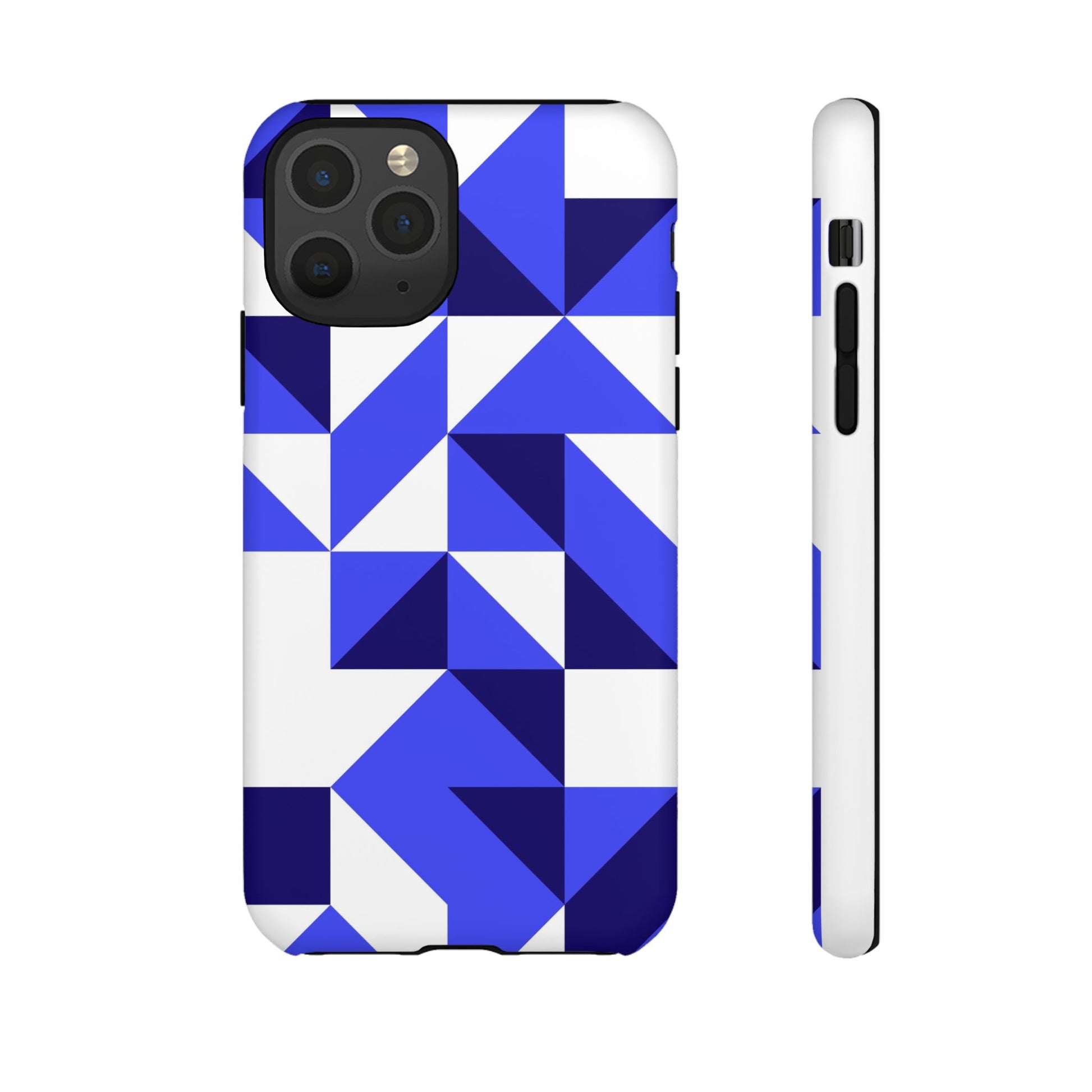 Blue Geometric Phone Case, Tough Cases, Stylish Phone Cover, Great for Gifts, Trendy Accessory, Abstract Pattern Design - FORMO