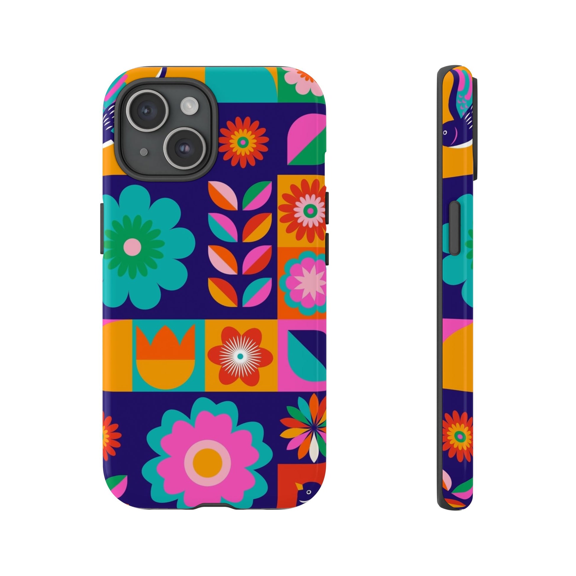 Colorful Floral Phone Case, Tough Cases for Protection, Vibrant Design Cover for Gift, Stylish Cell Phone Accessory, Fun Floral Designs - FORMO