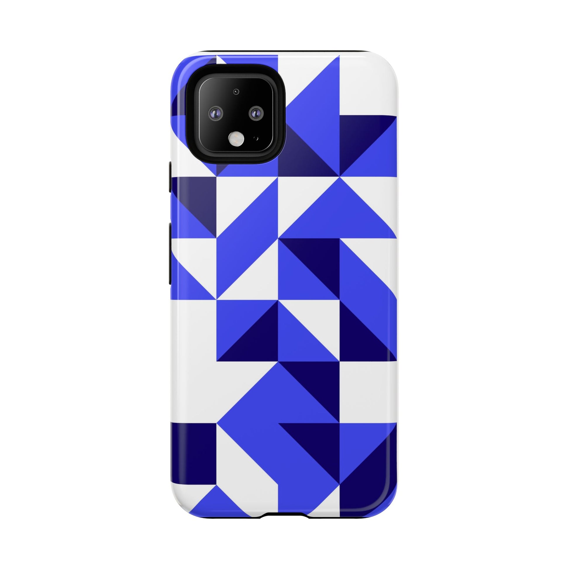 Blue Geometric Phone Case, Tough Cases, Stylish Phone Cover, Great for Gifts, Trendy Accessory, Abstract Pattern Design - FORMO