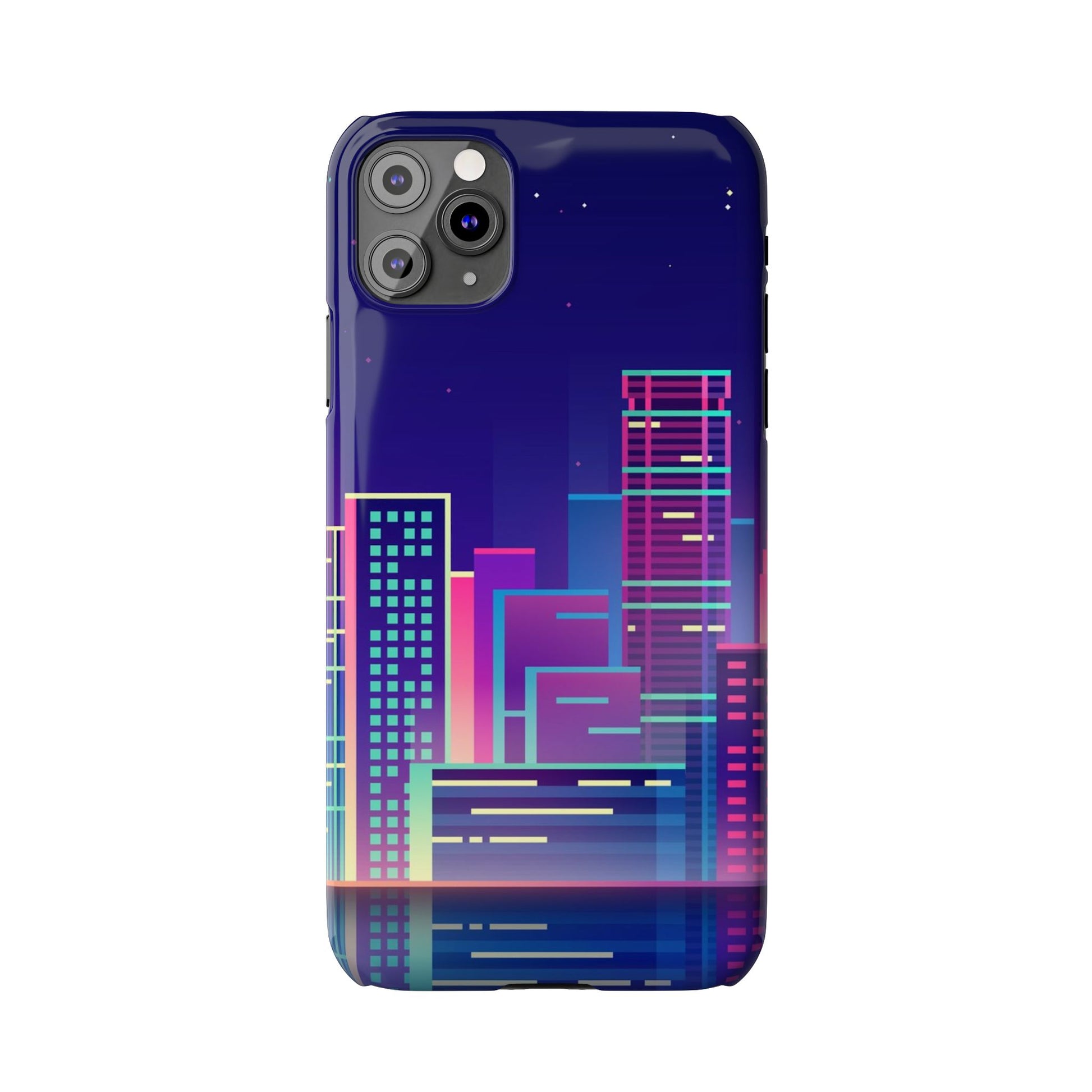 Urban Skyline Slim Phone Cases, Cityscape iPhone Cover, Colorful Night Design, Trendy Phone Accessory, Gifts for City Lovers - FORMO