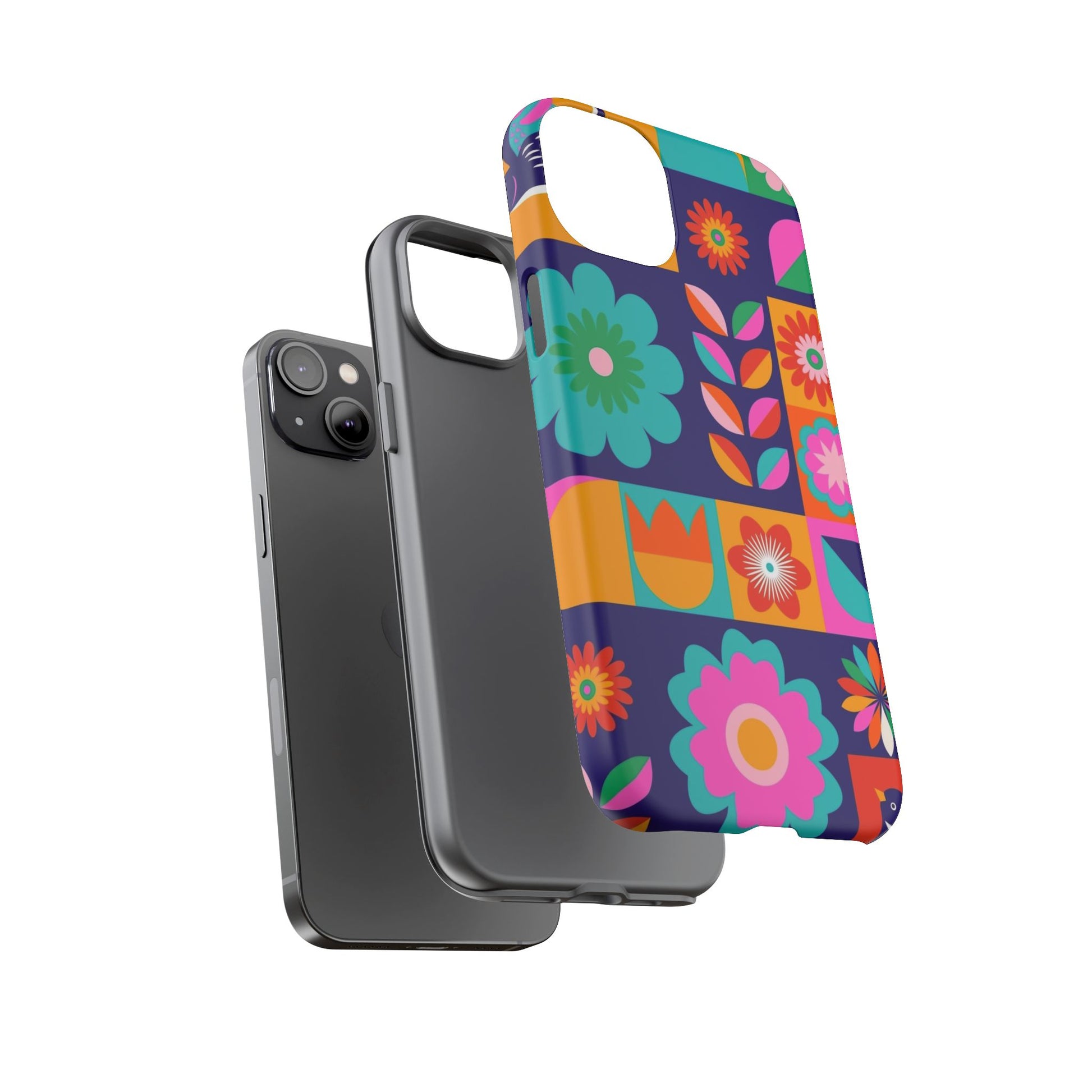 Colorful Floral Phone Case, Tough Cases for Protection, Vibrant Design Cover for Gift, Stylish Cell Phone Accessory, Fun Floral Designs - FORMO