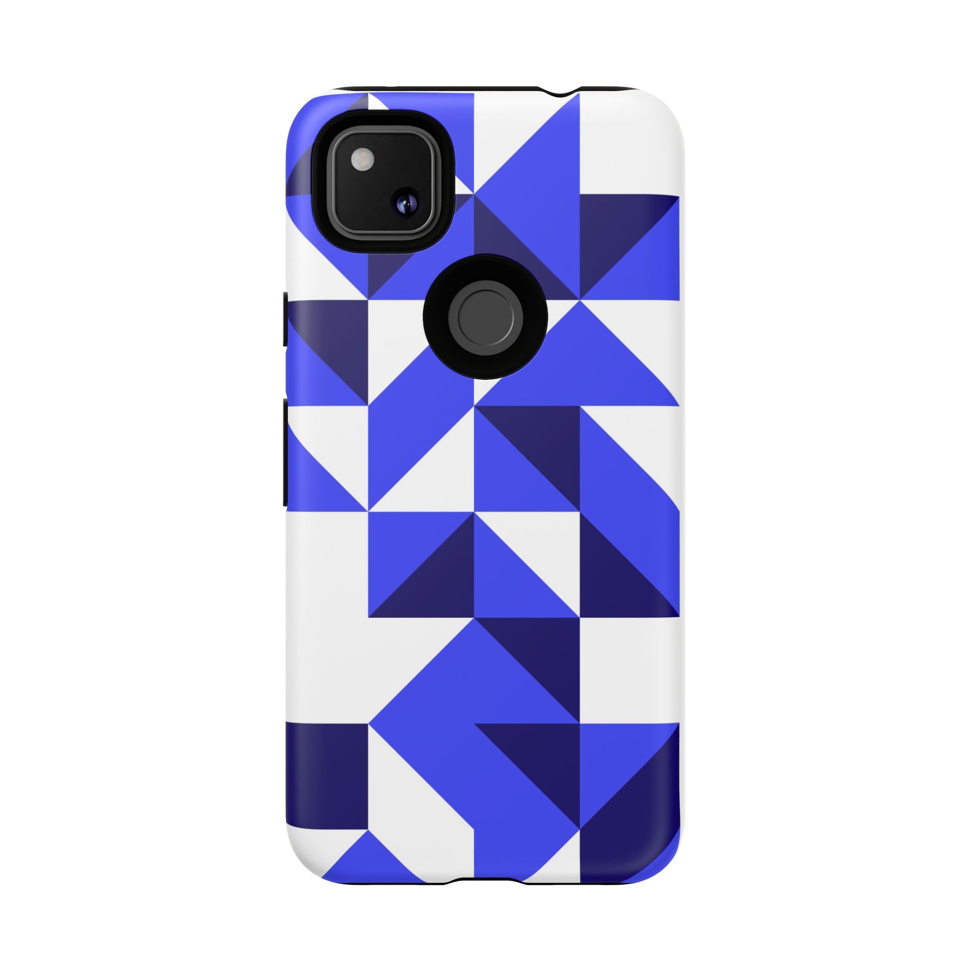 Blue Geometric Phone Case, Tough Cases, Stylish Phone Cover, Great for Gifts, Trendy Accessory, Abstract Pattern Design - FORMO