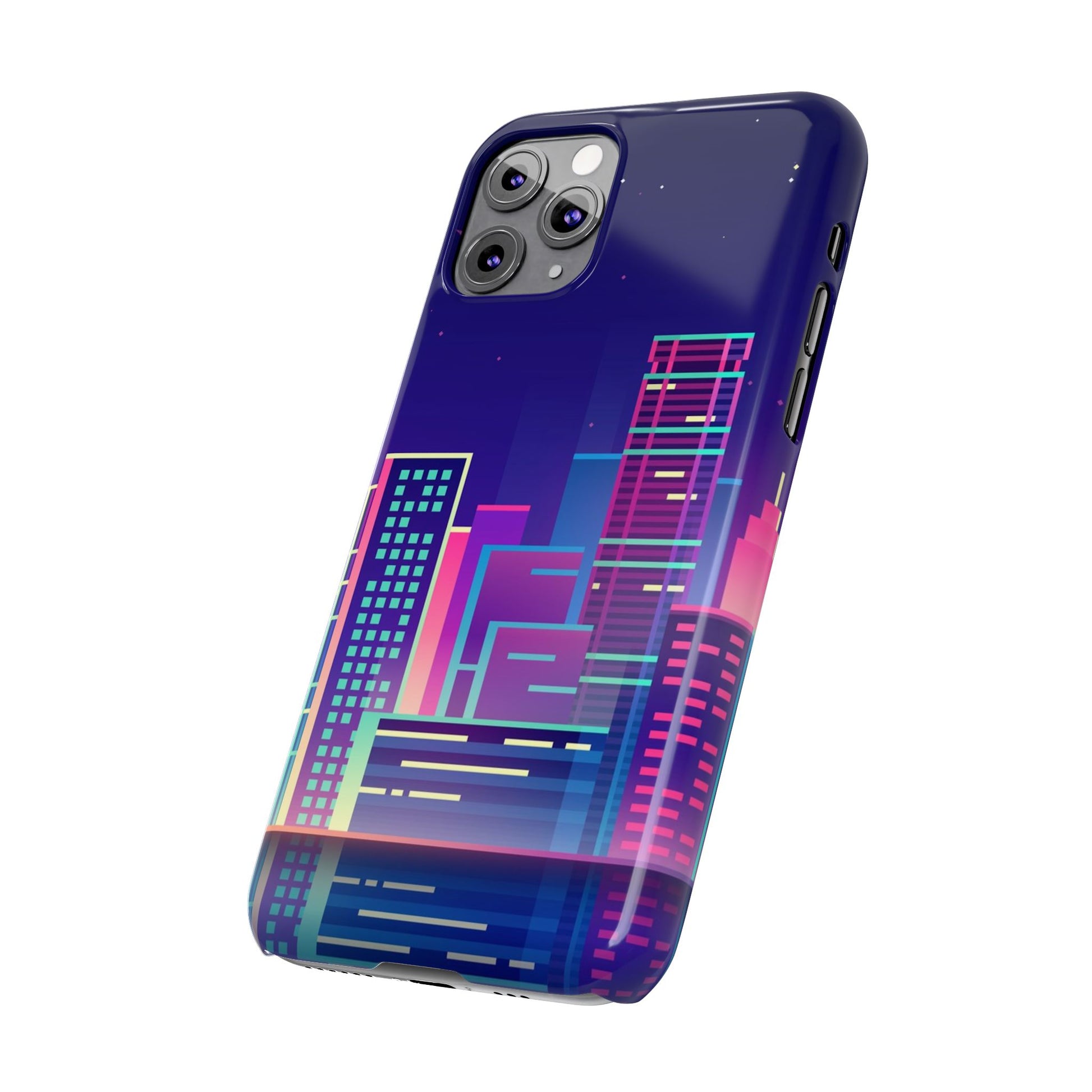 Urban Skyline Slim Phone Cases, Cityscape iPhone Cover, Colorful Night Design, Trendy Phone Accessory, Gifts for City Lovers - FORMO