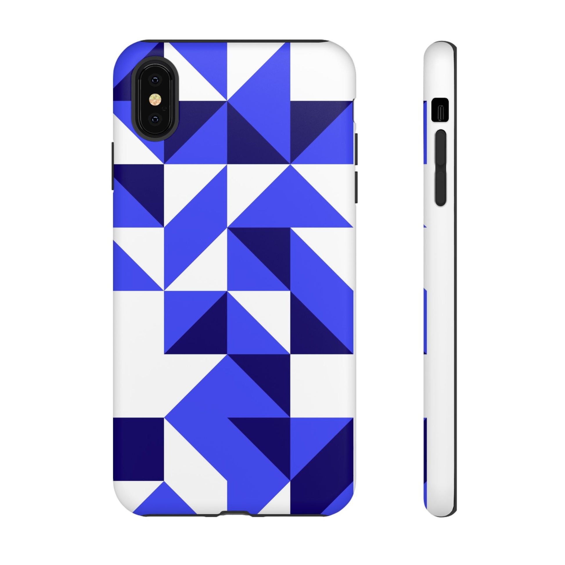Blue Geometric Phone Case, Tough Cases, Stylish Phone Cover, Great for Gifts, Trendy Accessory, Abstract Pattern Design - FORMO