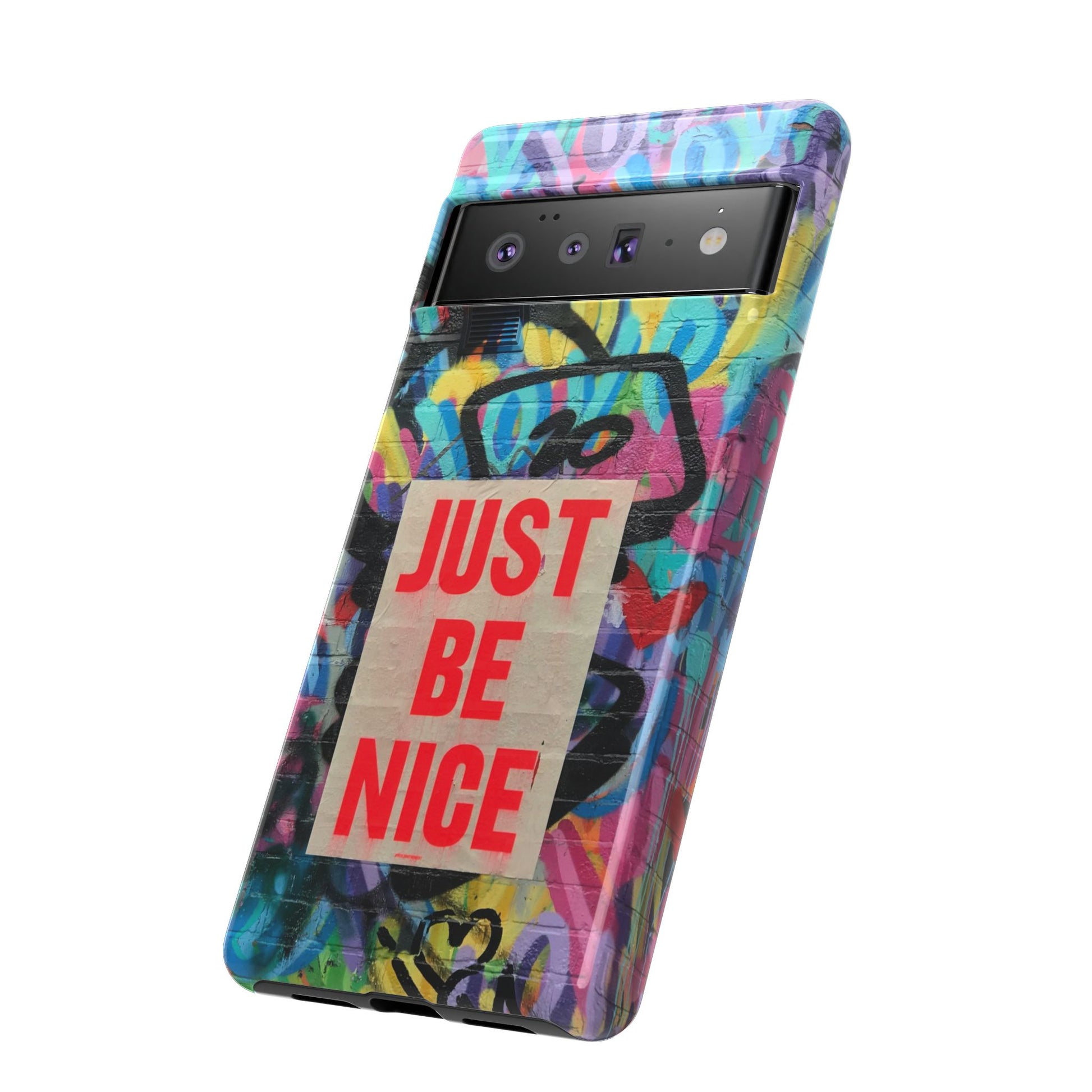 Colorful Phone Case - Just Be Nice Design, Motivational Gift, Phone Accessories, Unique Custom Case, Positive Vibe Tech Gear - FORMO