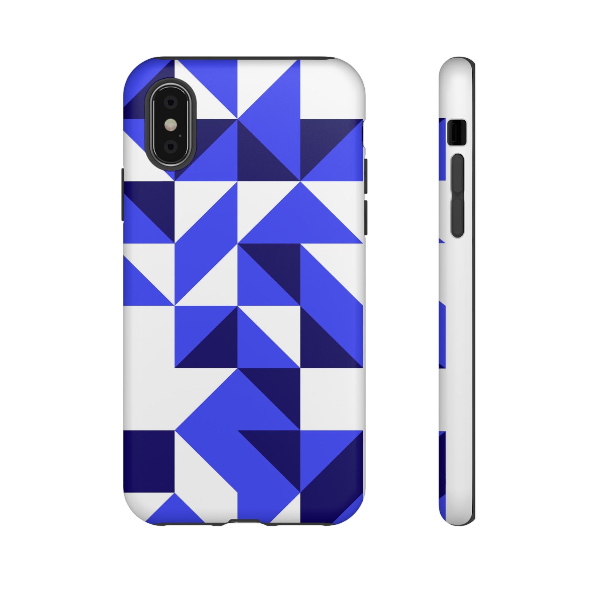 Blue Geometric Phone Case, Tough Cases, Stylish Phone Cover, Great for Gifts, Trendy Accessory, Abstract Pattern Design - FORMO