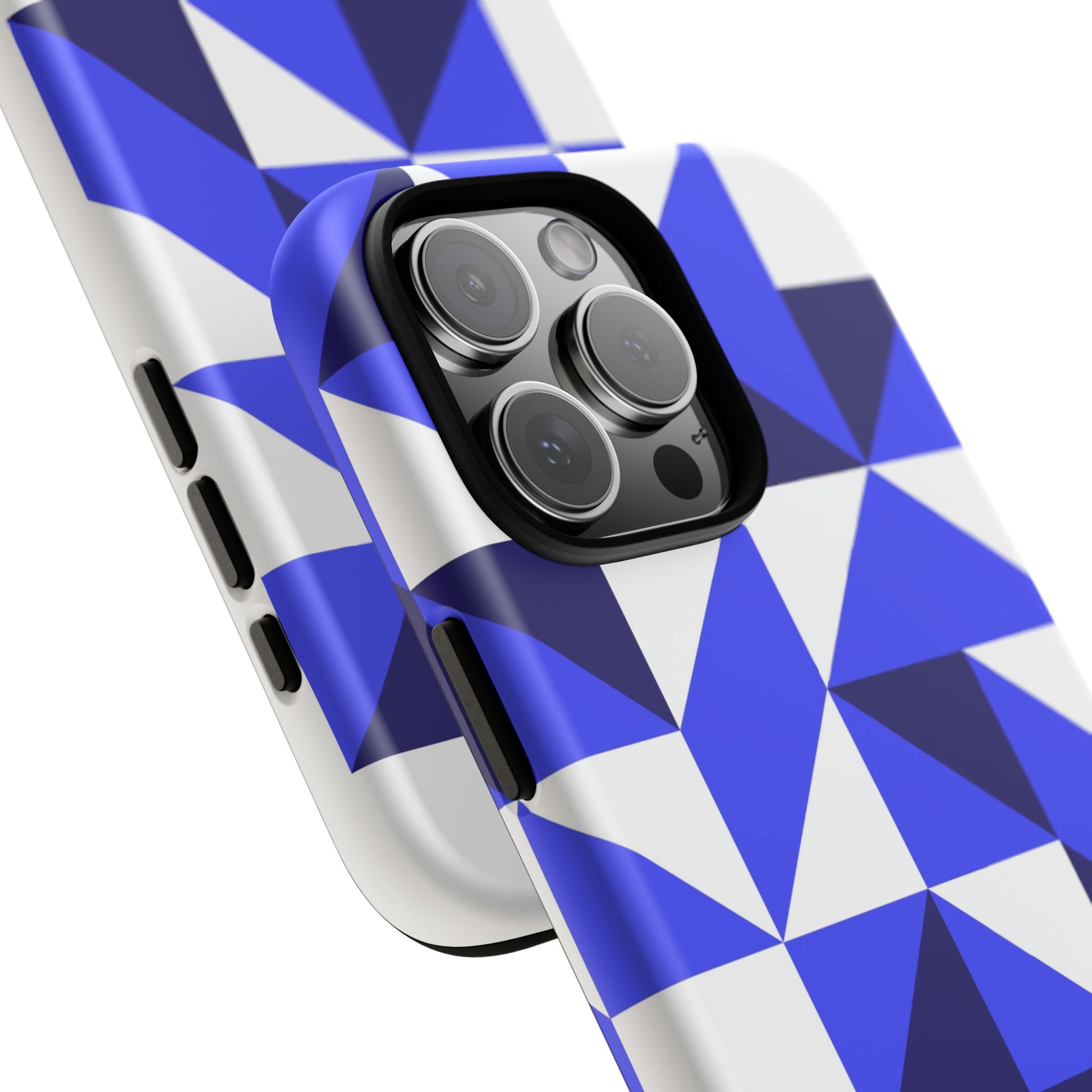 Blue Geometric Phone Case, Tough Cases, Stylish Phone Cover, Great for Gifts, Trendy Accessory, Abstract Pattern Design - FORMO