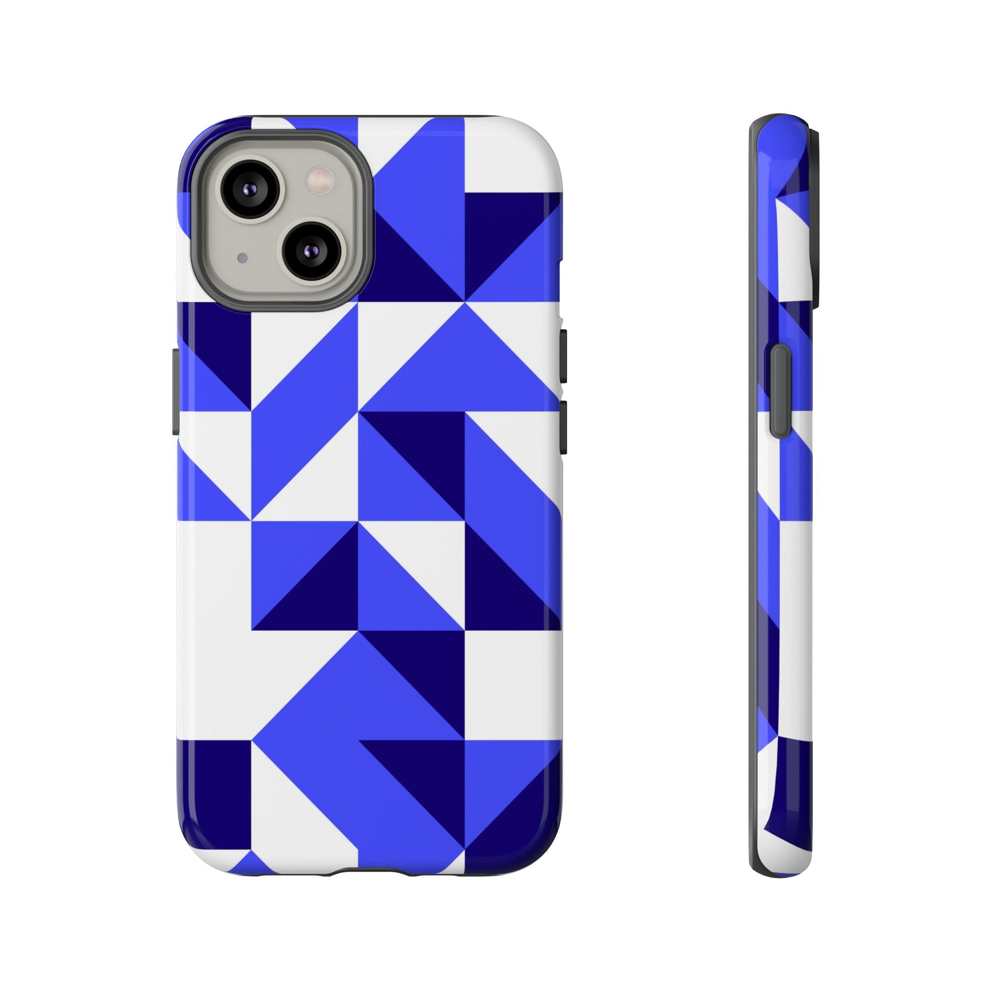 Blue Geometric Phone Case, Tough Cases, Stylish Phone Cover, Great for Gifts, Trendy Accessory, Abstract Pattern Design - FORMO