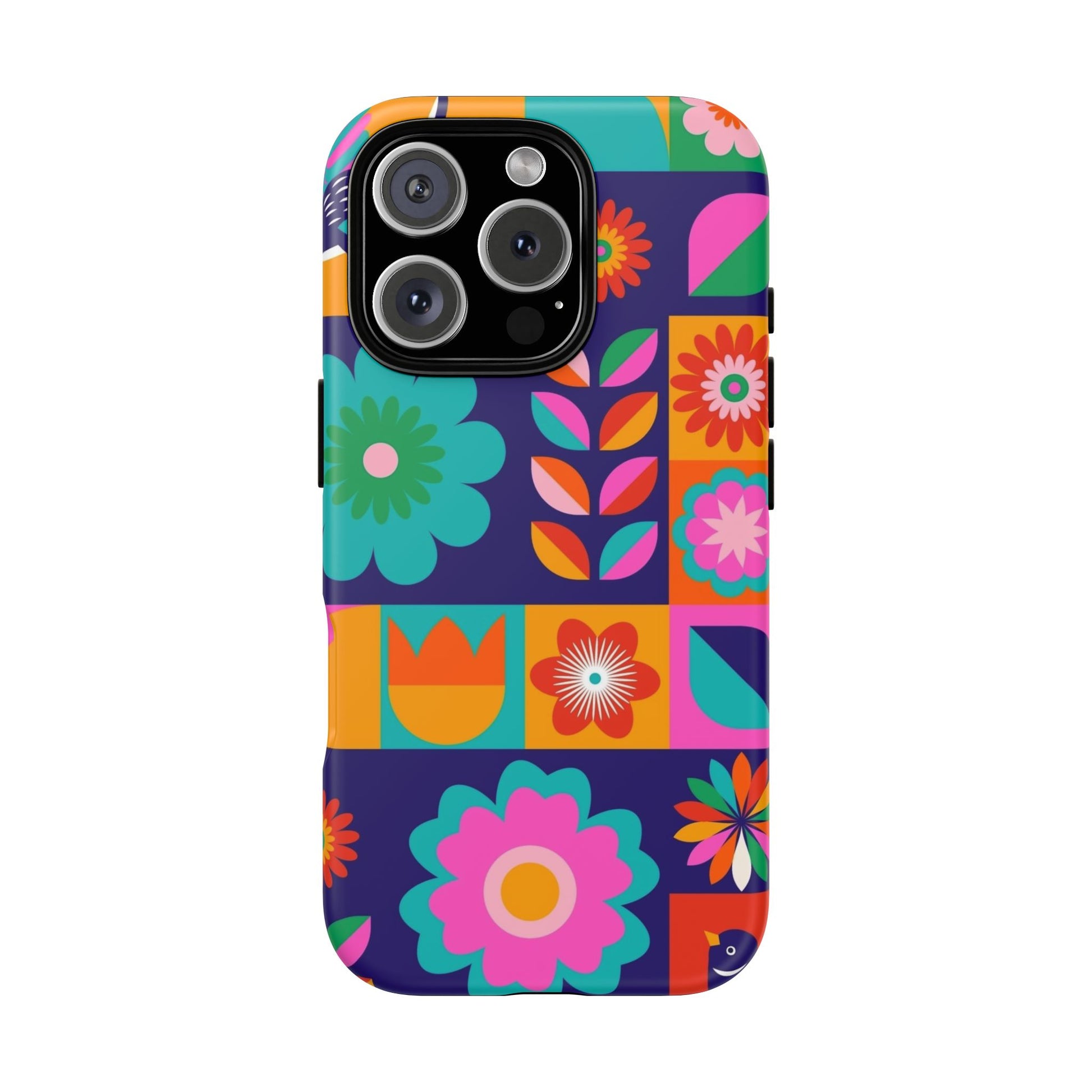 Colorful Floral Phone Case, Tough Cases for Protection, Vibrant Design Cover for Gift, Stylish Cell Phone Accessory, Fun Floral Designs - FORMO