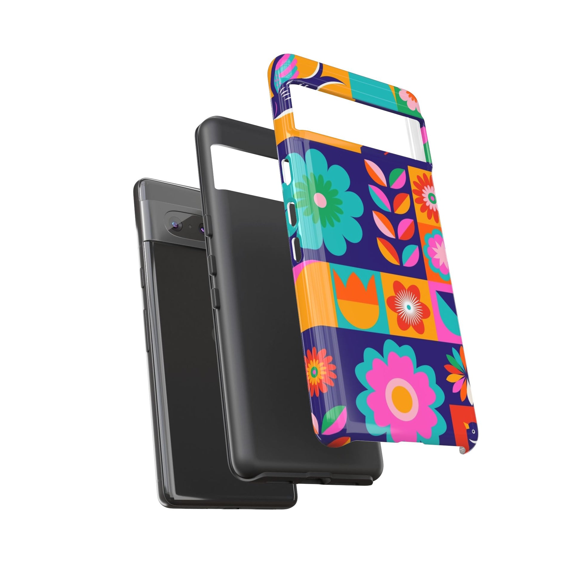 Colorful Floral Phone Case, Tough Cases for Protection, Vibrant Design Cover for Gift, Stylish Cell Phone Accessory, Fun Floral Designs - FORMO