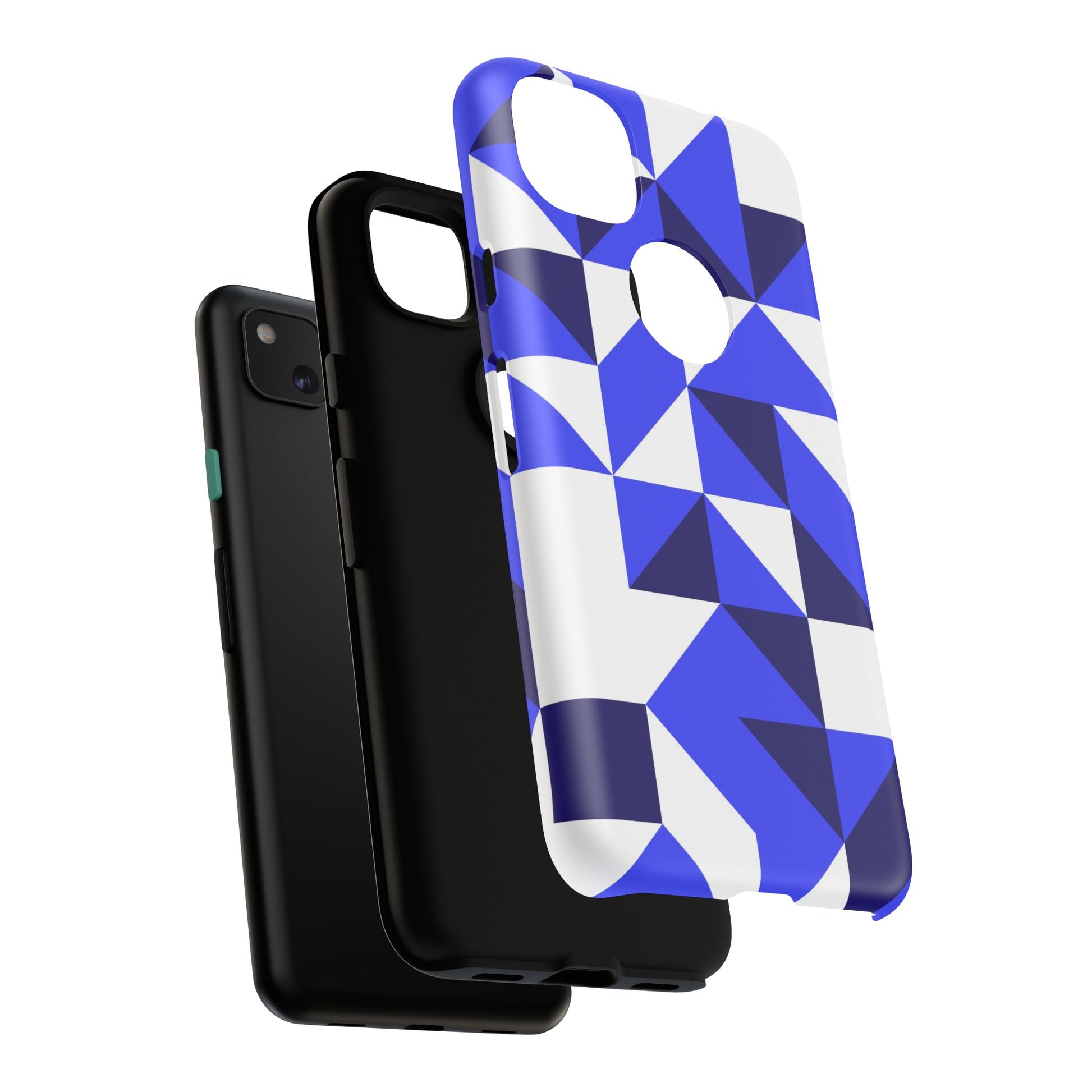 Blue Geometric Phone Case, Tough Cases, Stylish Phone Cover, Great for Gifts, Trendy Accessory, Abstract Pattern Design - FORMO