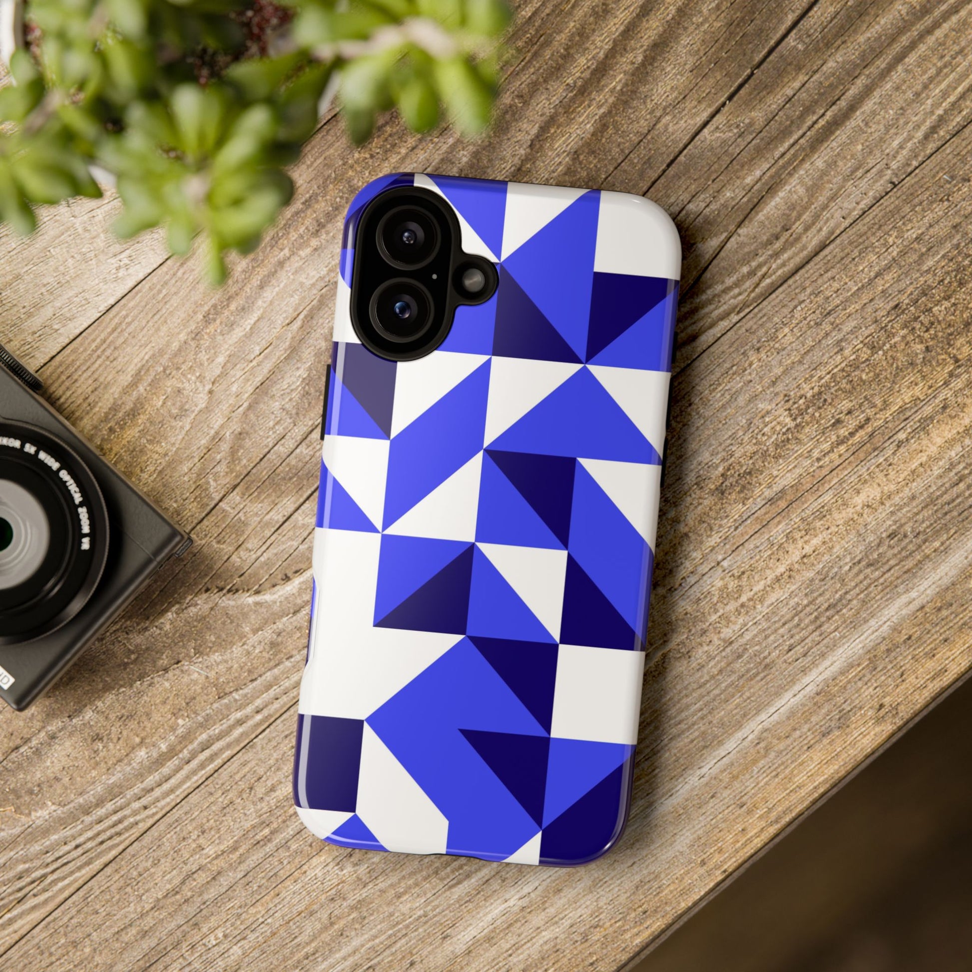 Blue Geometric Phone Case, Tough Cases, Stylish Phone Cover, Great for Gifts, Trendy Accessory, Abstract Pattern Design - FORMO