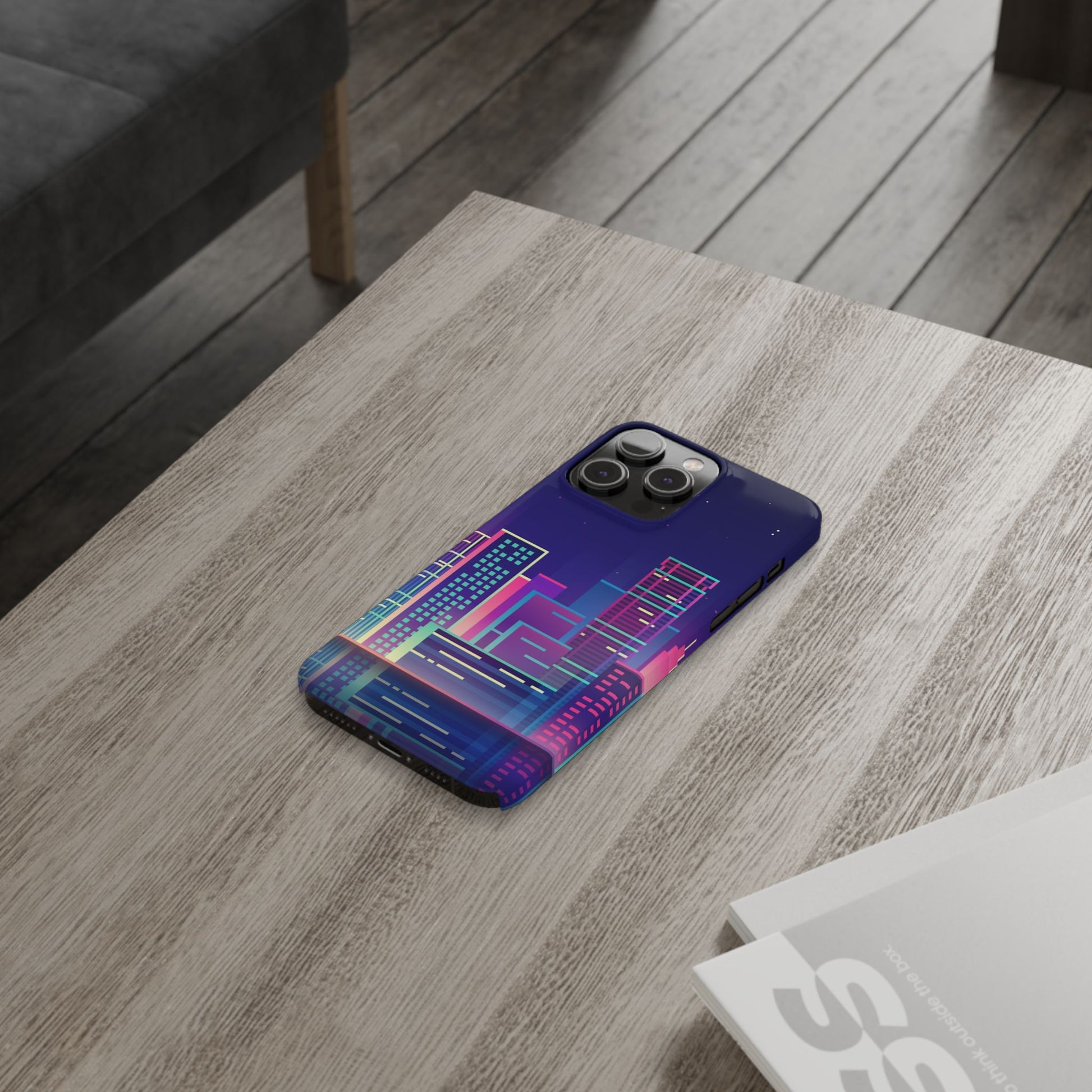 Urban Skyline Slim Phone Cases, Cityscape iPhone Cover, Colorful Night Design, Trendy Phone Accessory, Gifts for City Lovers - FORMO