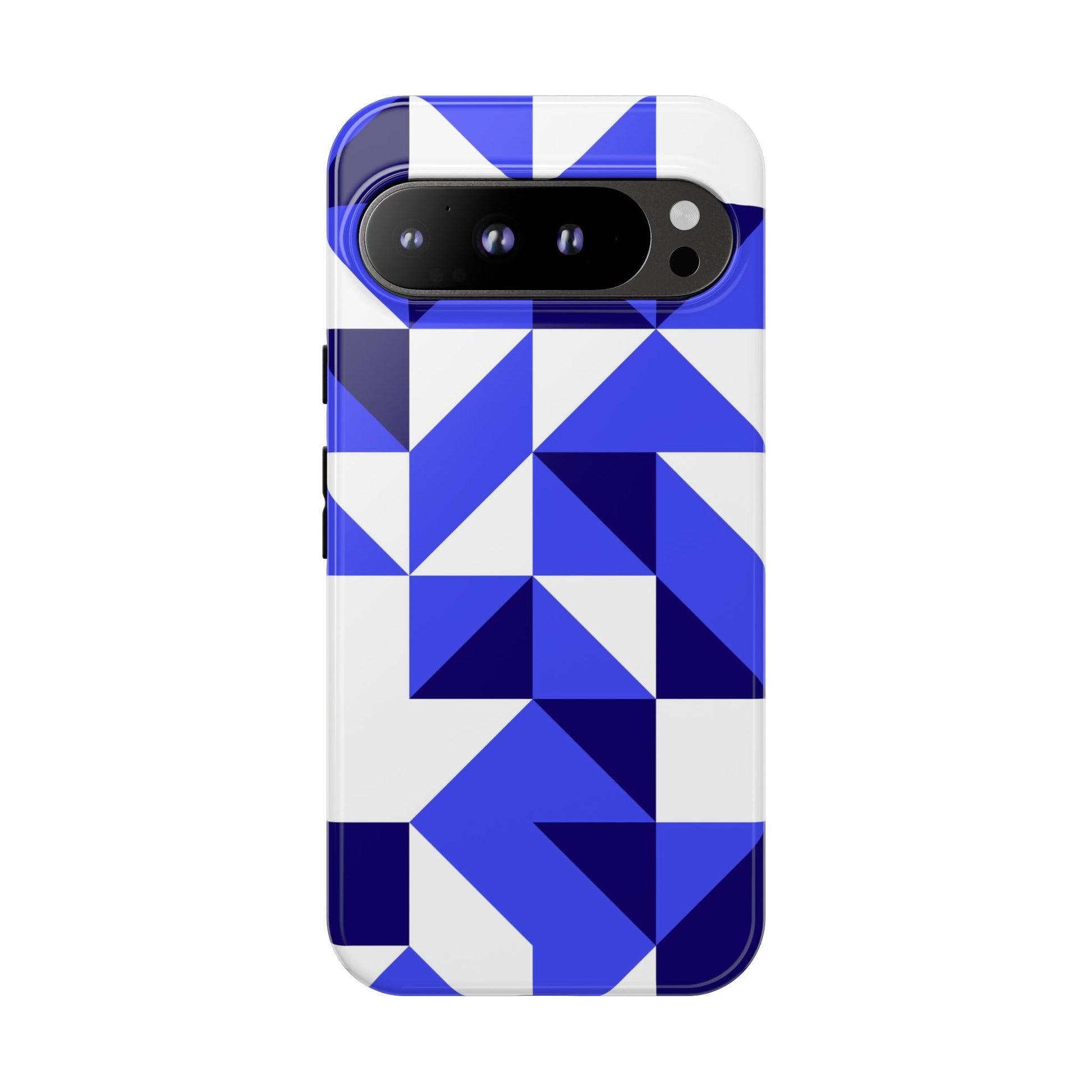 Blue Geometric Phone Case, Tough Cases, Stylish Phone Cover, Great for Gifts, Trendy Accessory, Abstract Pattern Design - FORMO